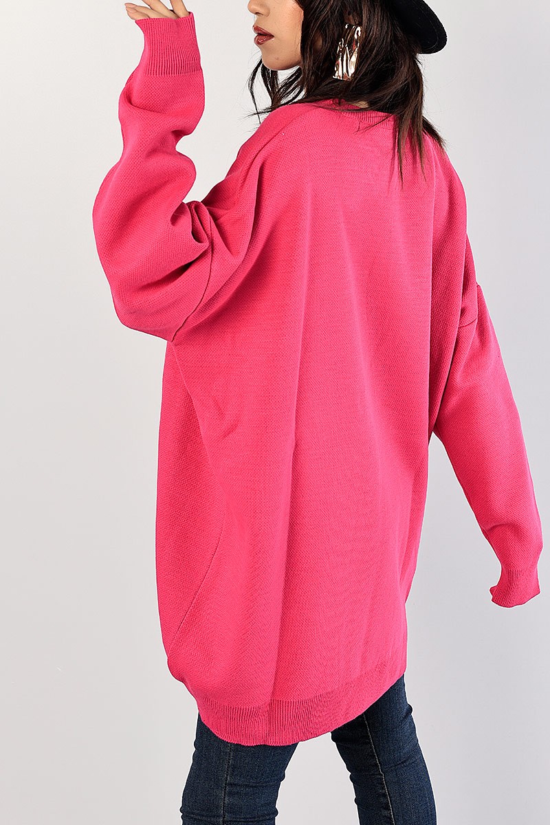 Pembe Bisiklet Yaka Triko Tunik Kazak 83650