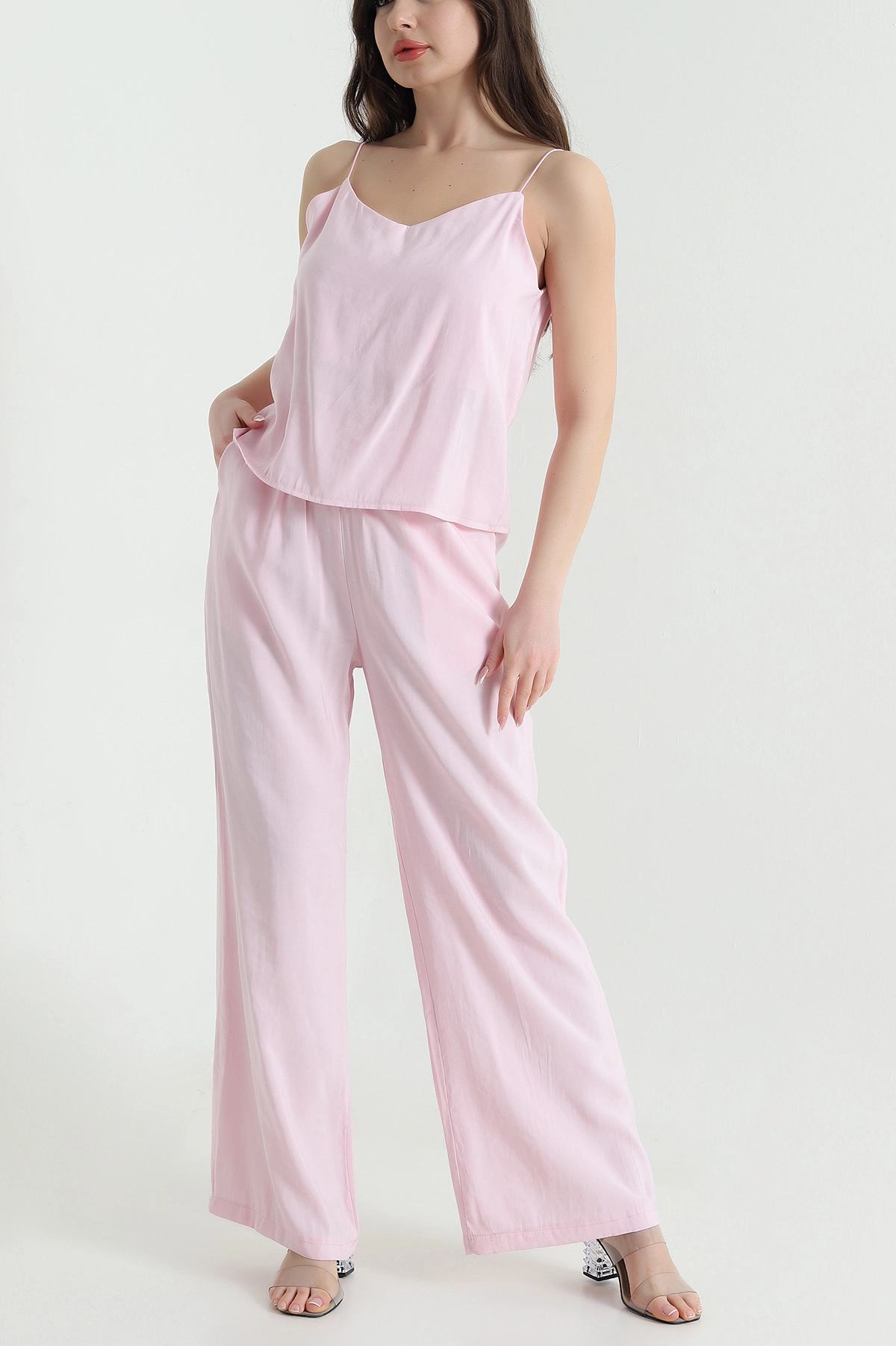 Pembe Bluz Pantolon Modal Kadın İkili Takım 454828