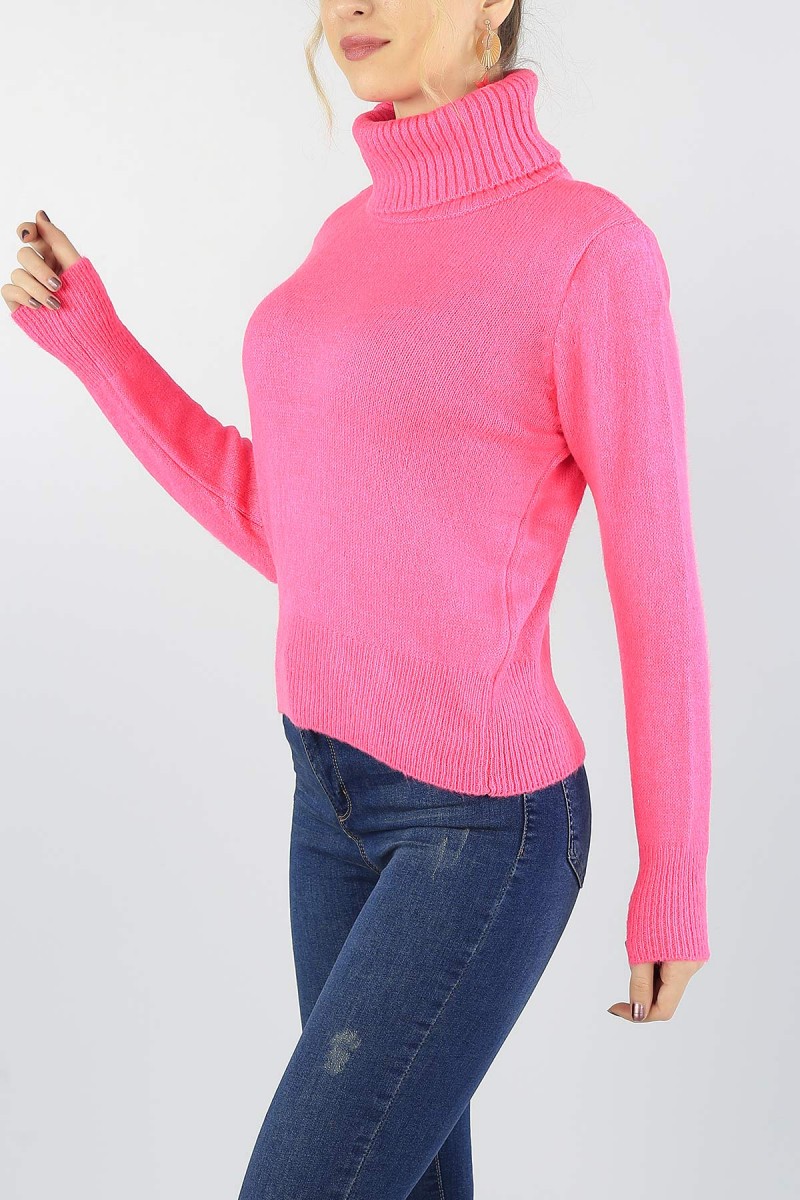 Pembe Boğazlı Bayan Triko Kazak 55647