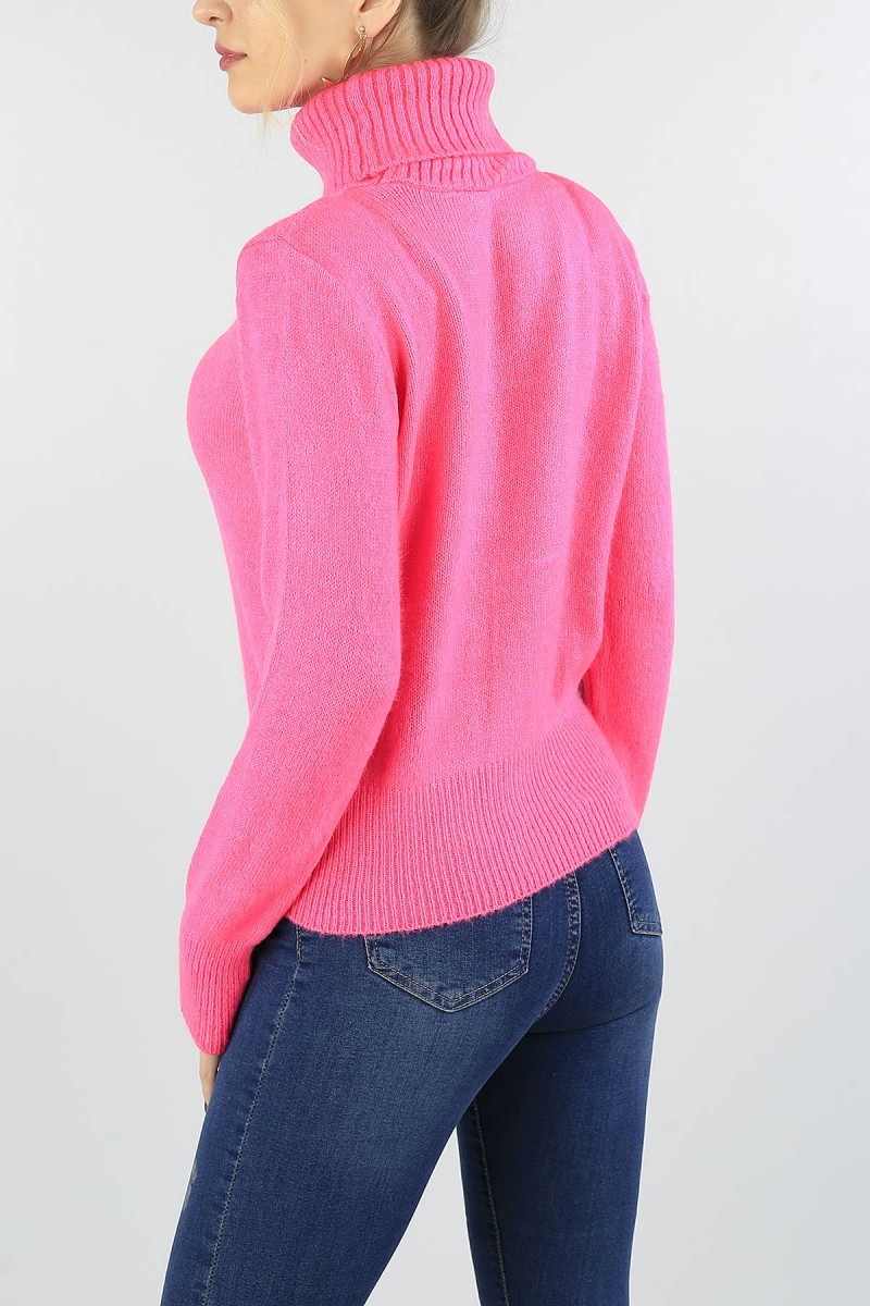 Pembe Boğazlı Bayan Triko Kazak 55647