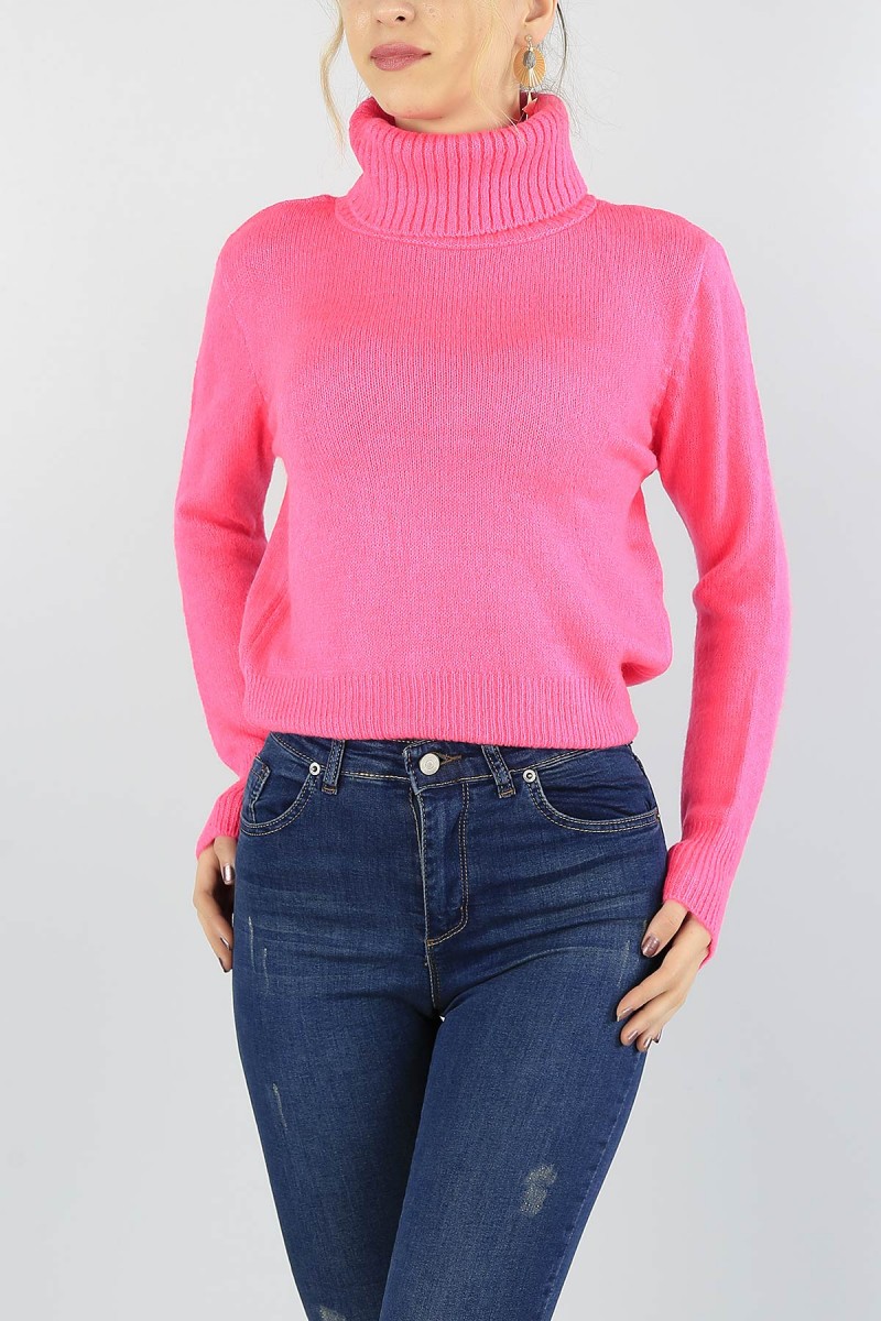 Pembe Boğazlı Bayan Triko Kazak 55647