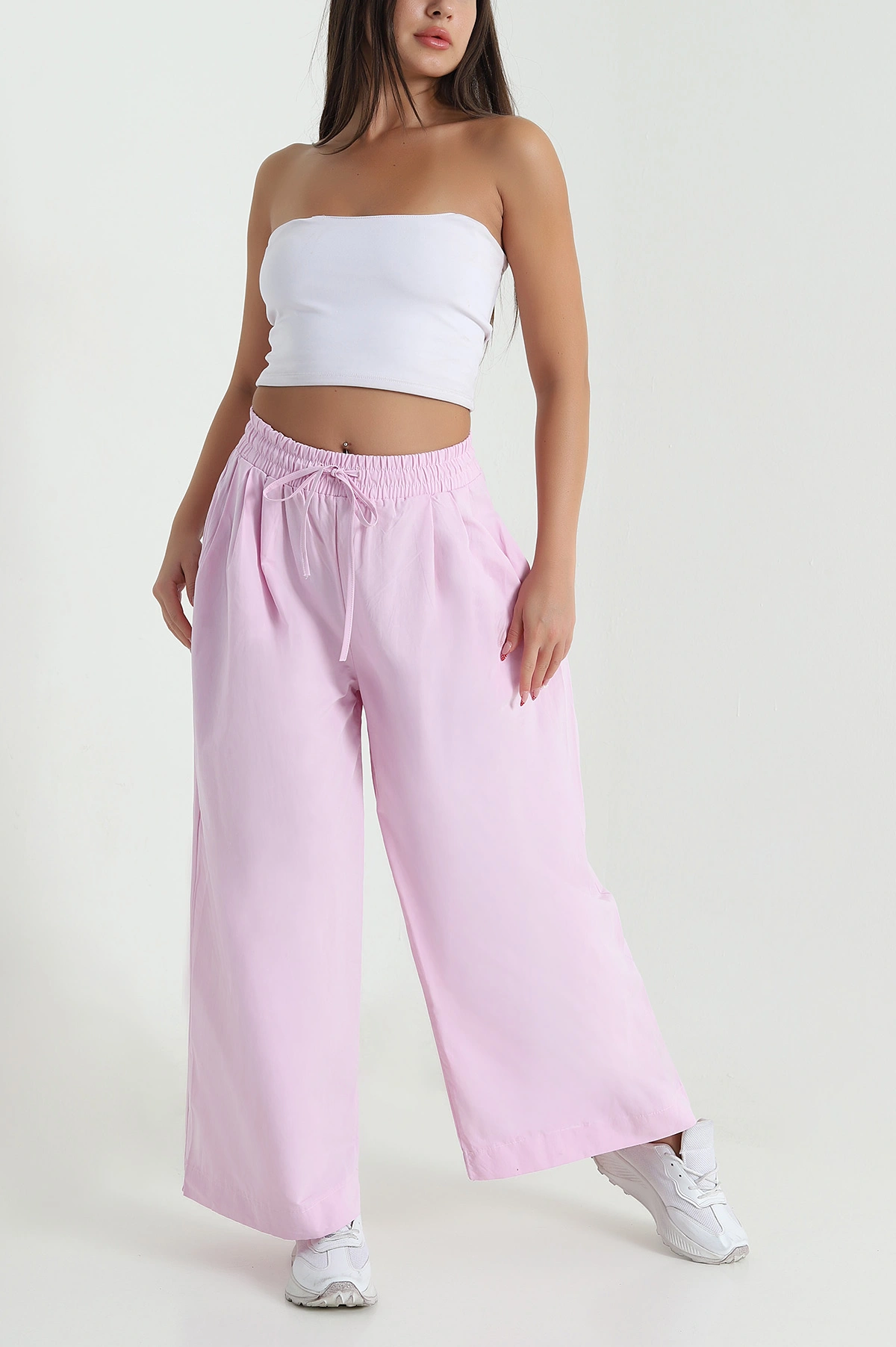 Pembe Bol Paça Kadın Pantolon 477763