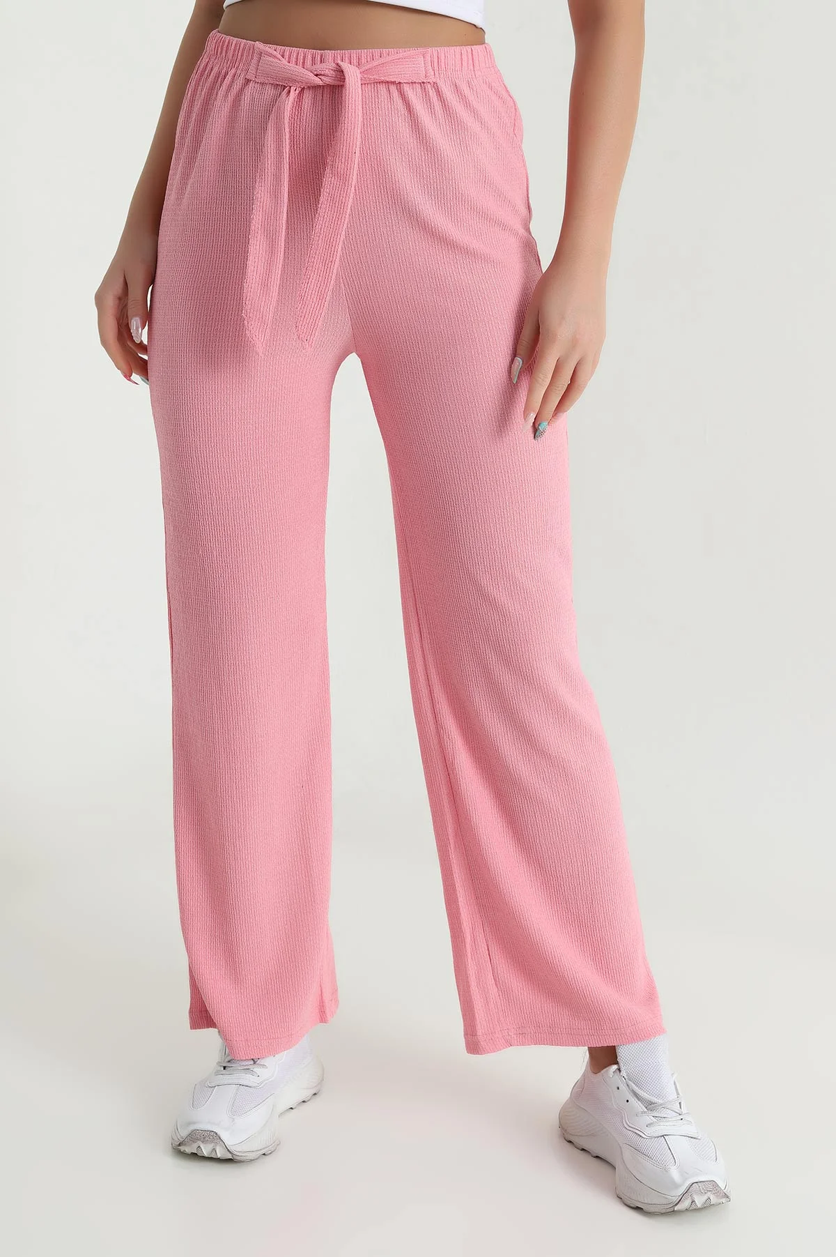Pembe Bürümcük Cepsiz Kadın Pantolon 469948