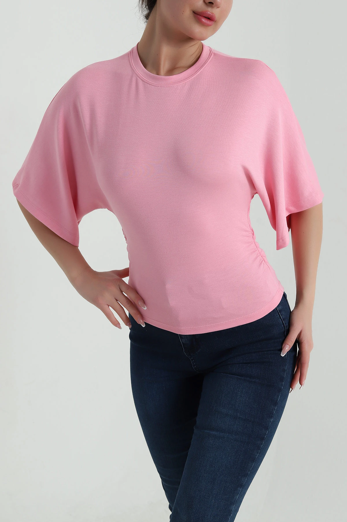 Pembe Büzgülü Lİkralı Oysho Kadın Tişört 459007