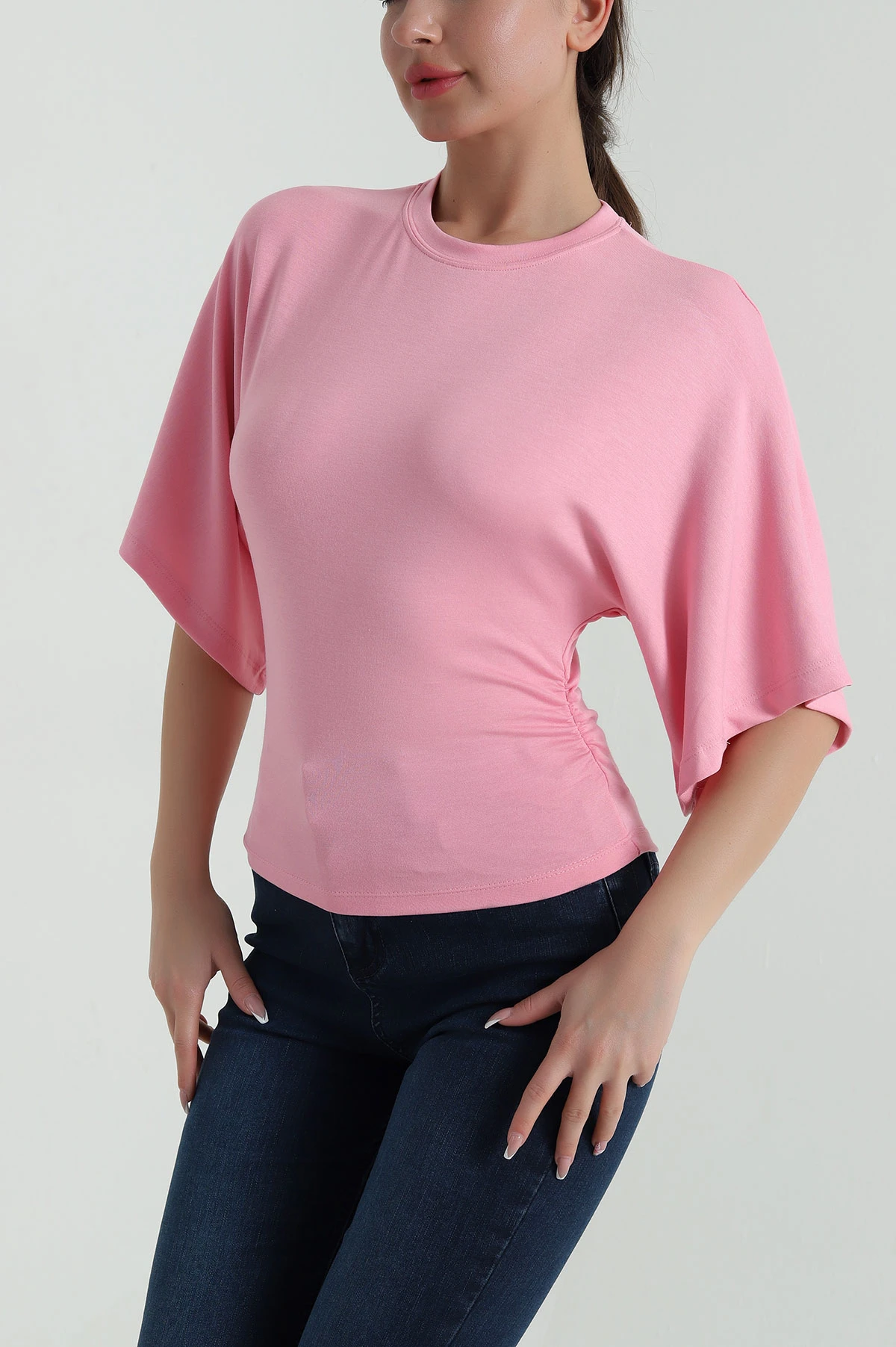 Pembe Büzgülü Lİkralı Oysho Kadın Tişört 459007