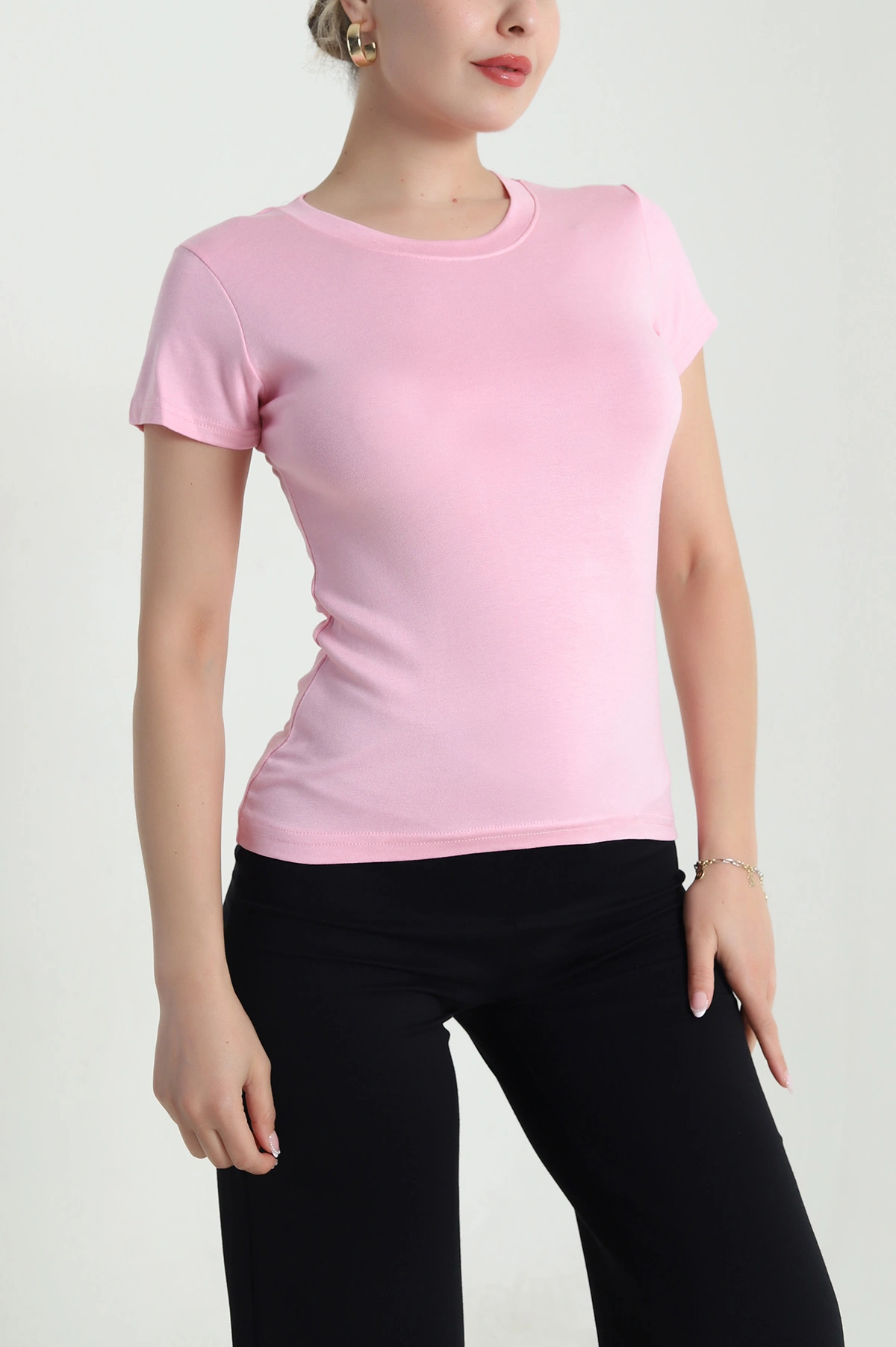 Pembe Buzzy Likralı Kadın Body Bluz 478330