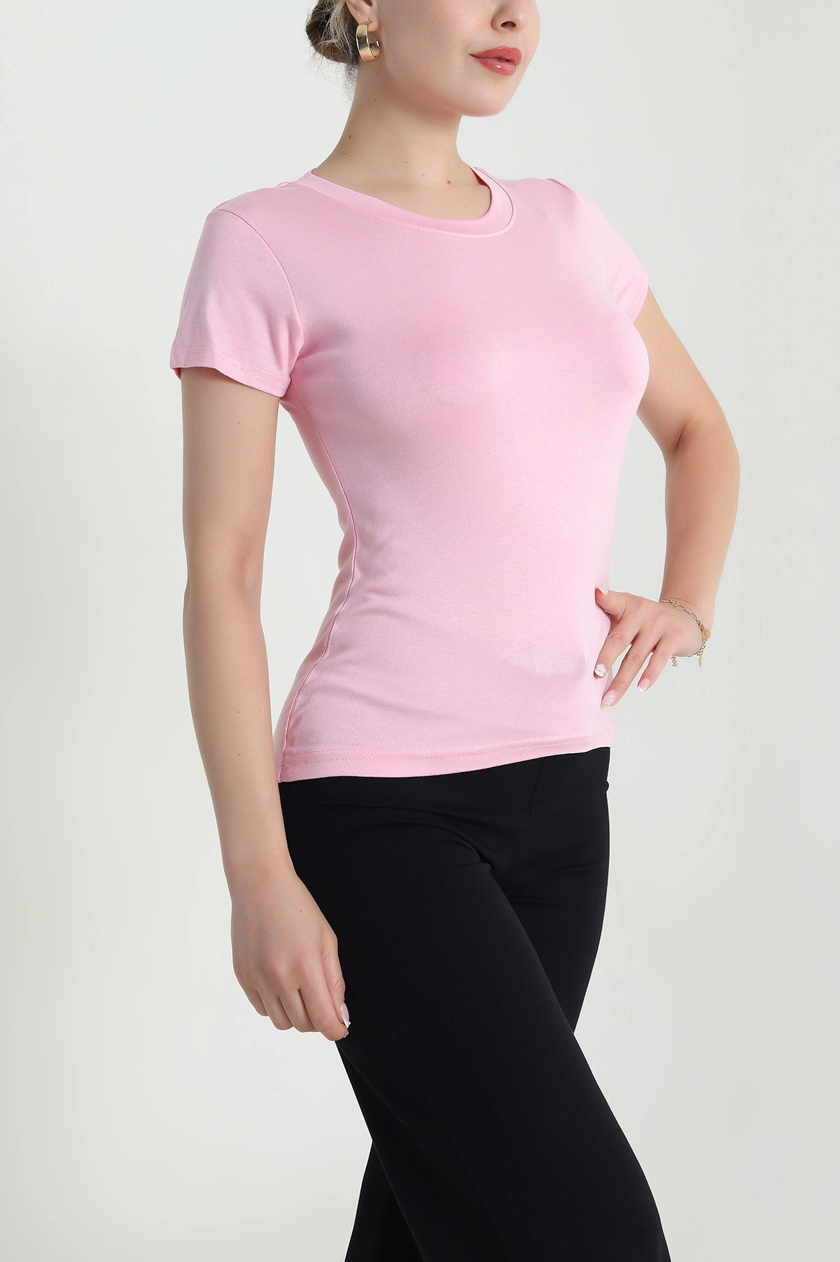 Pembe Buzzy Likralı Kadın Body Bluz 478330