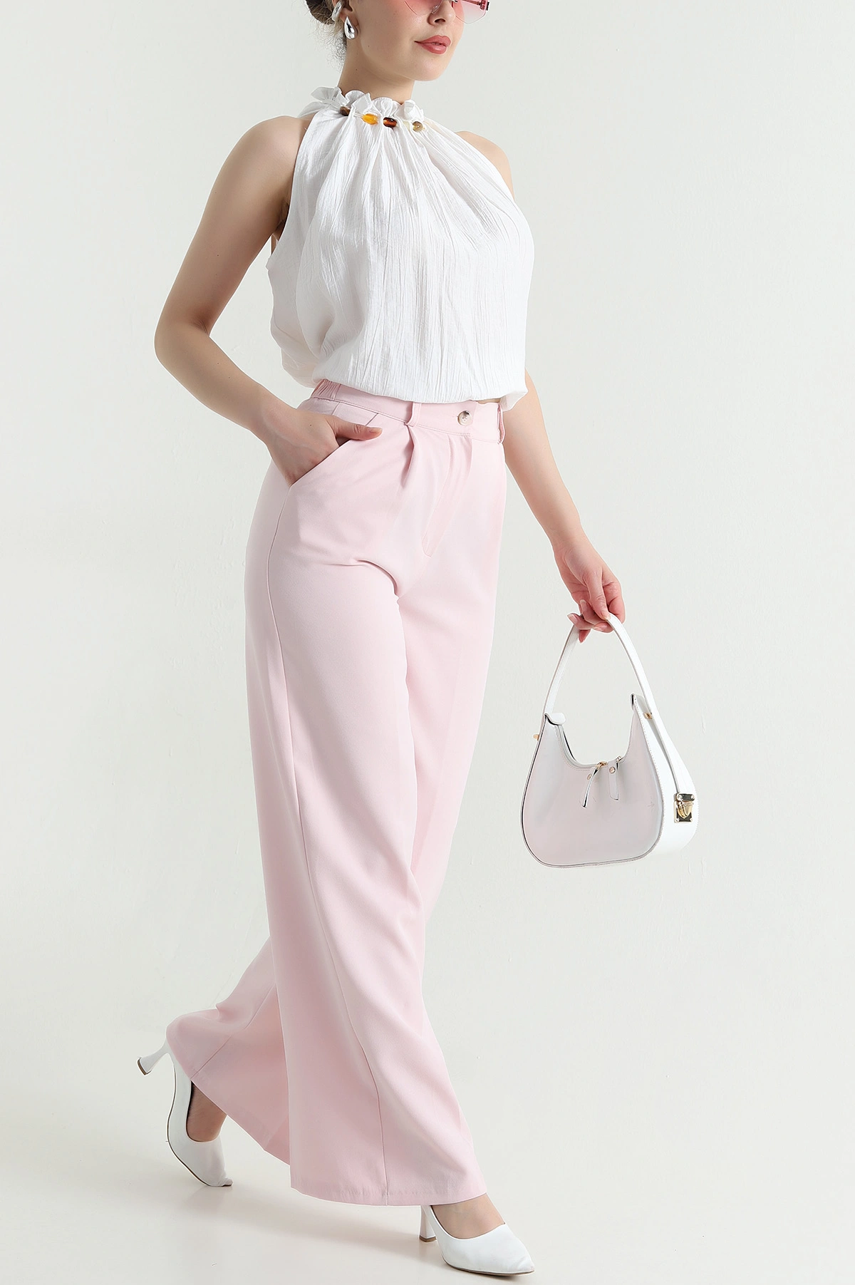 Pembe Cepli Fermuarlı Dabıl Kadın Pantolon 469134