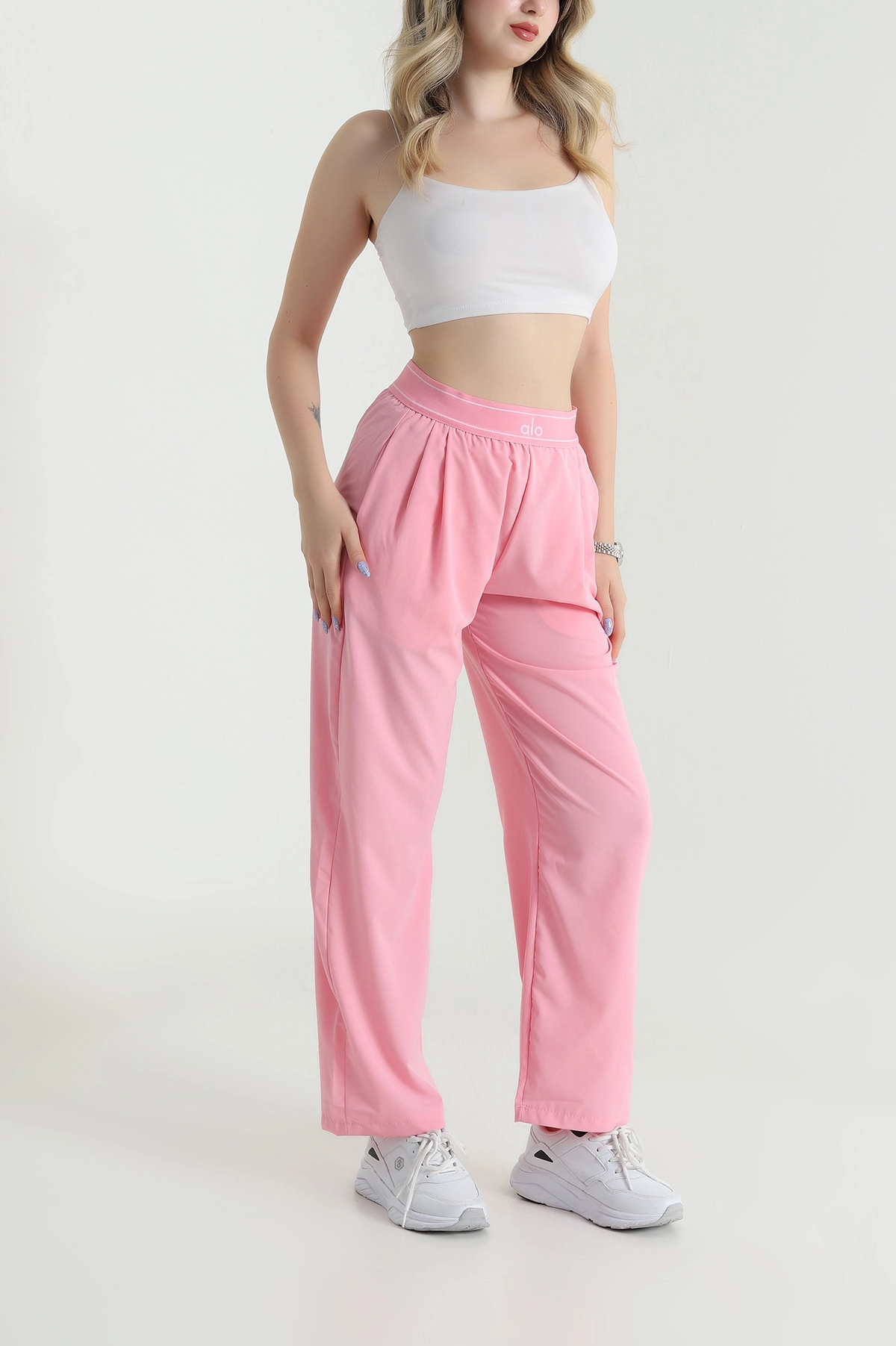 Pembe Cepli Palazzo Kadın Pantolon 473910