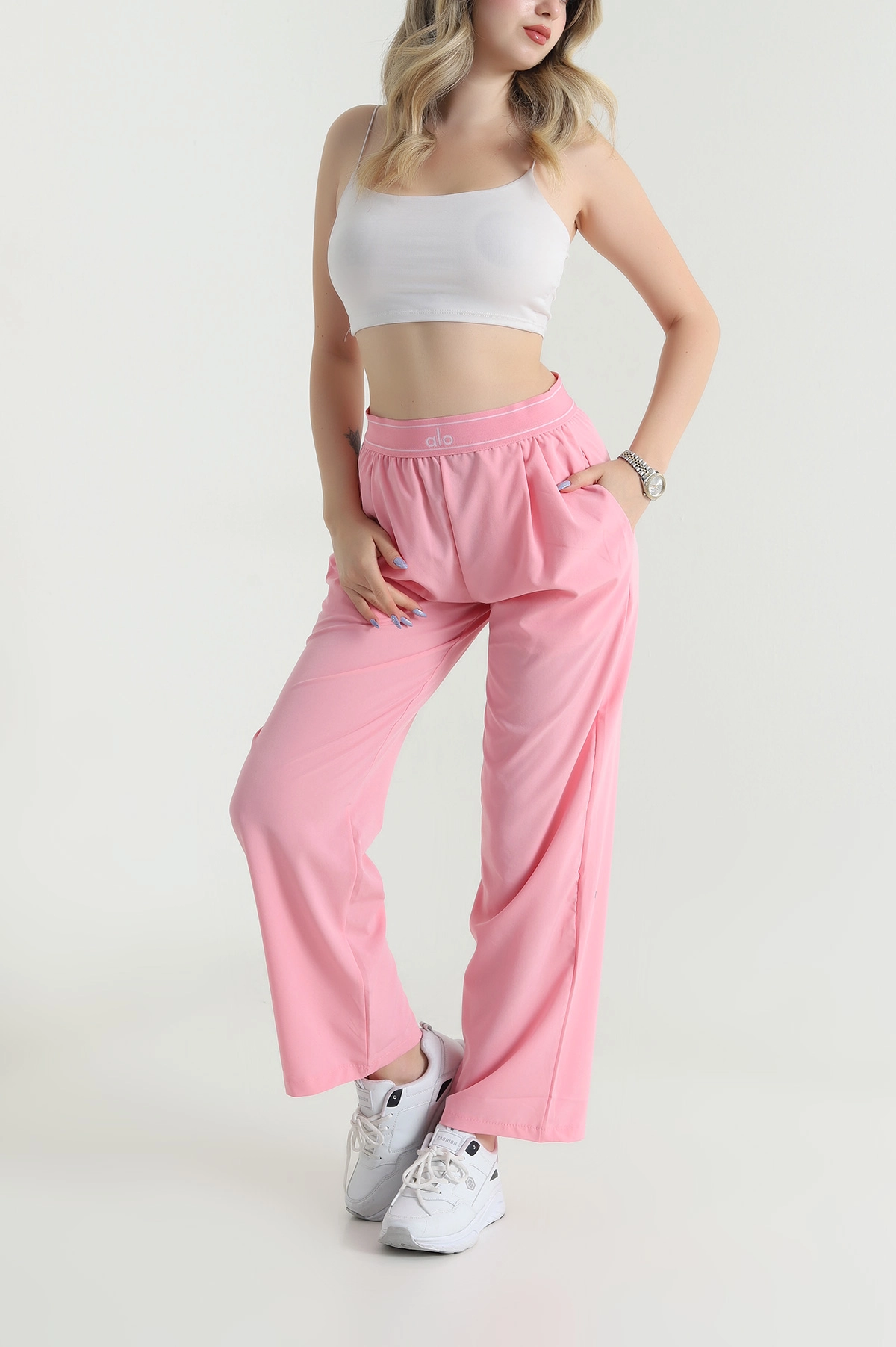 Pembe Cepli Palazzo Kadın Pantolon 473910