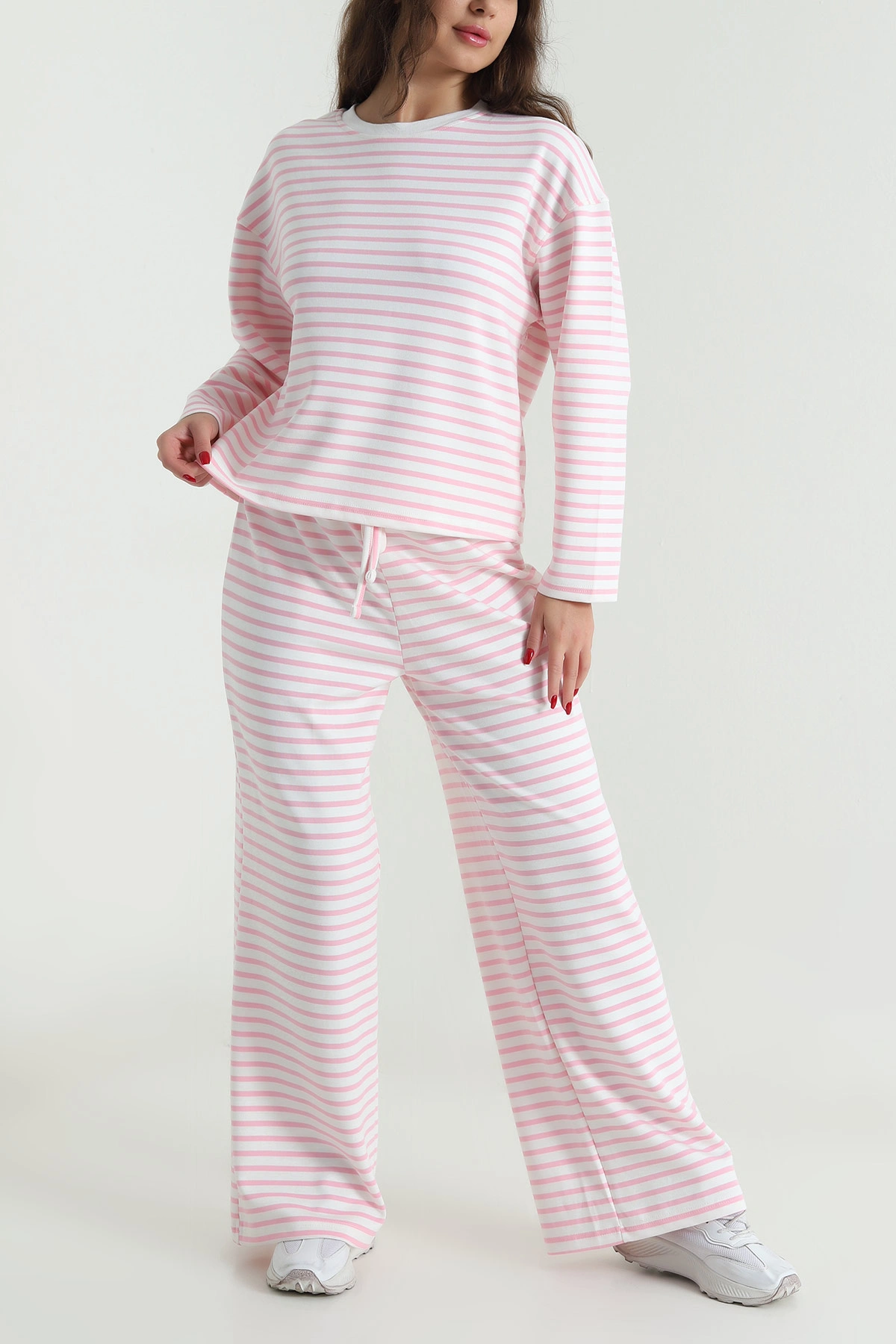 Pembe Çizgili Modal Kadın İkili Takım 490557