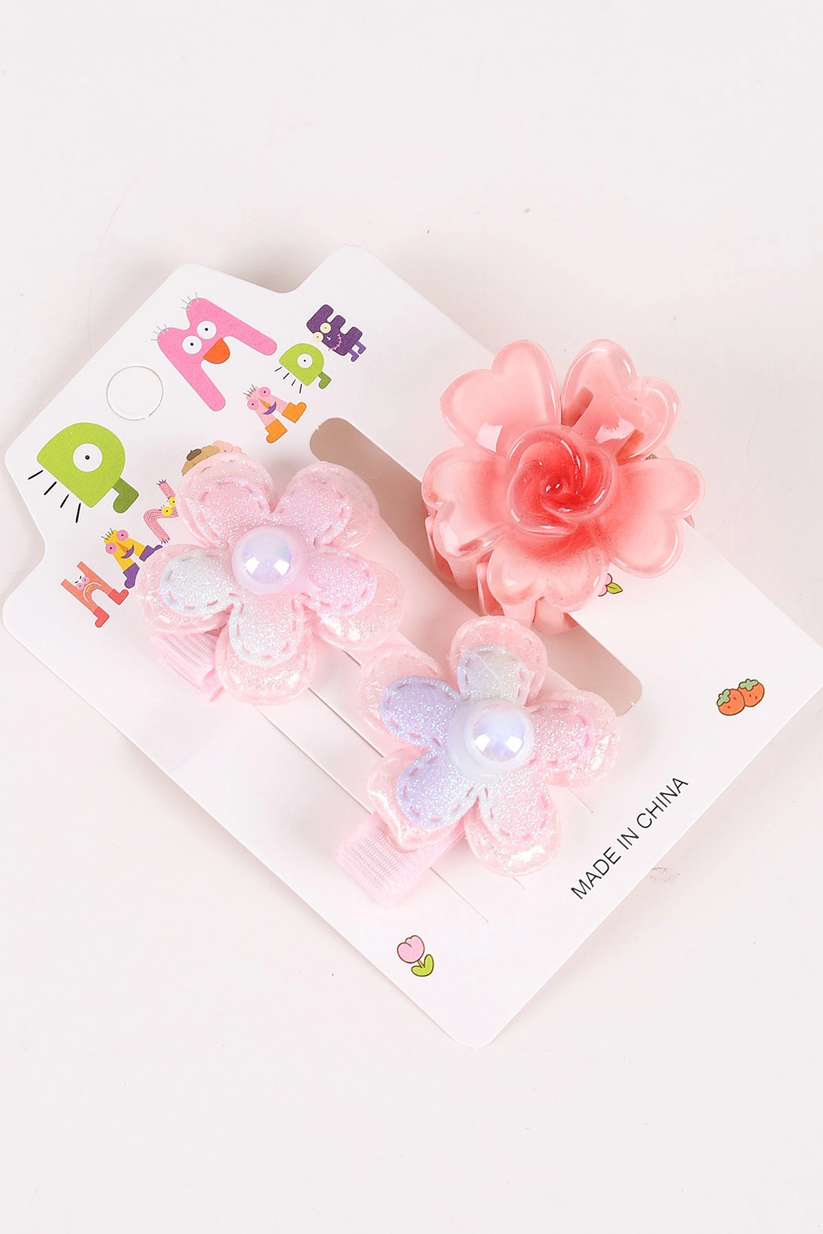 Pembe Çoklu Çiçek Model  Mandal ve Pens  Çocuk  Toka Seti 474109