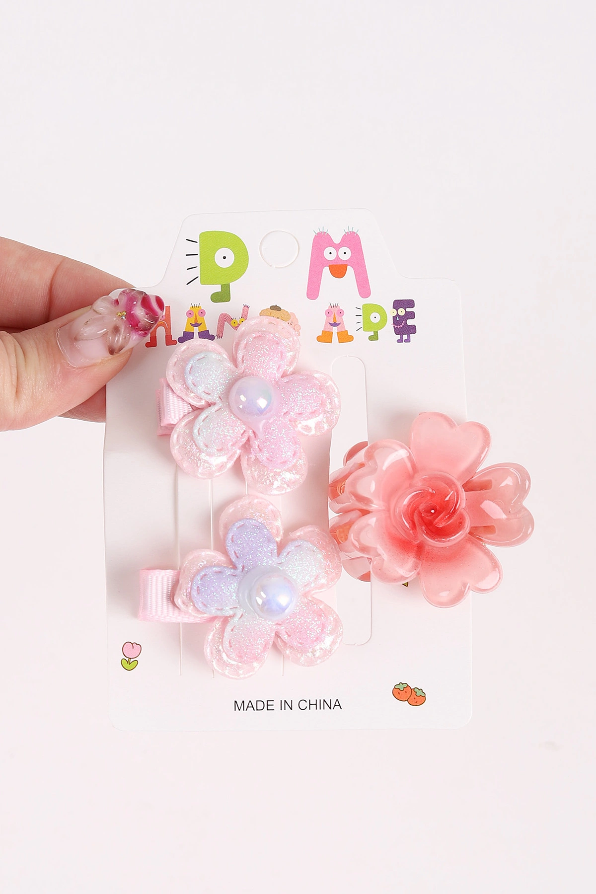 Pembe Çoklu Çiçek Model  Mandal ve Pens  Çocuk  Toka Seti 474109