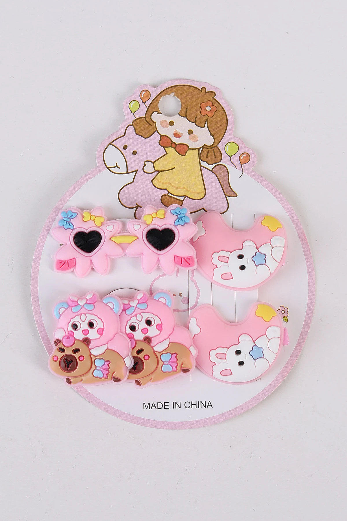 Pembe Çoklu Figürlü Kız Çocuk Toka Seti 487478