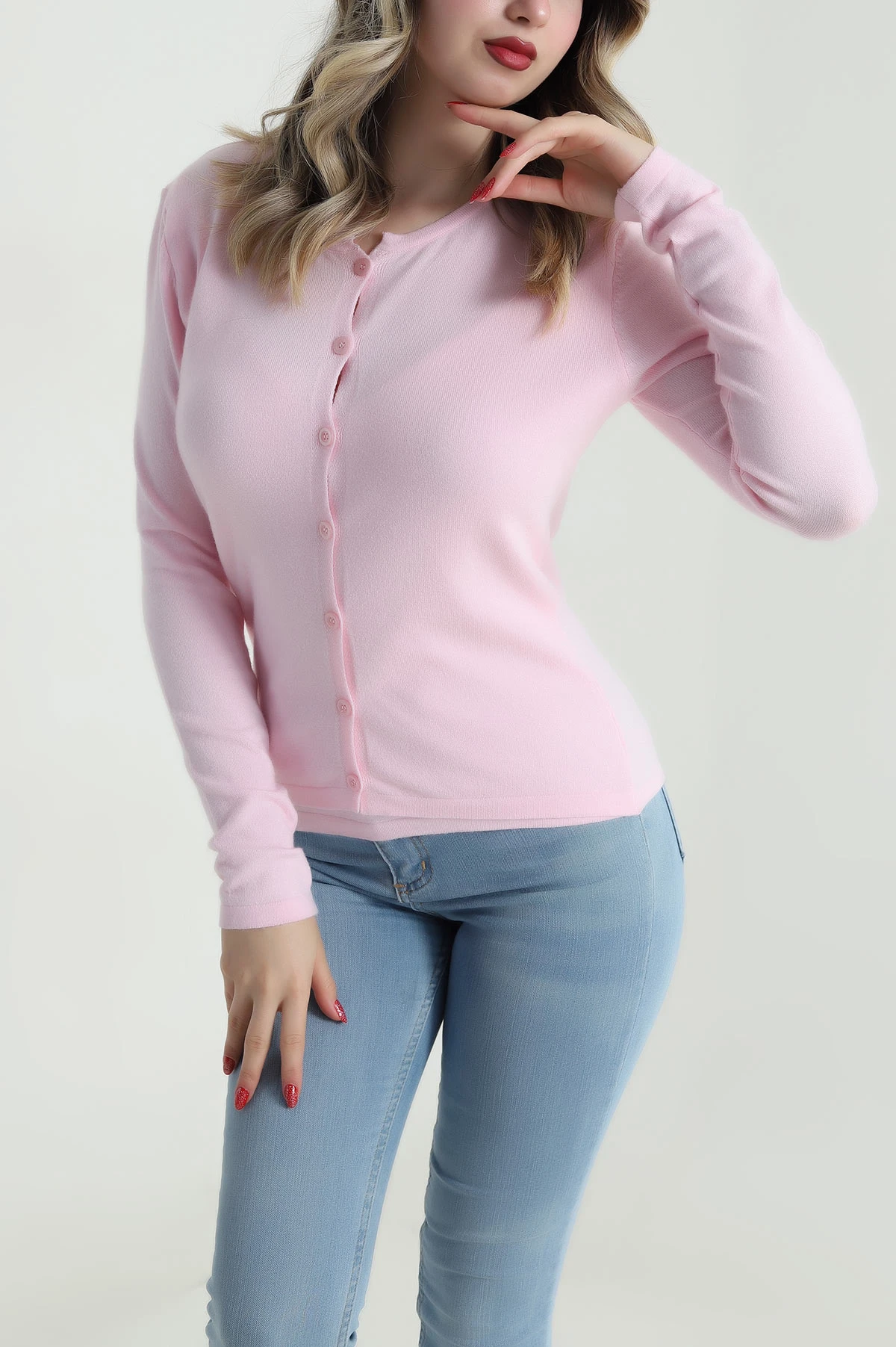 Pembe Cospan Atlet Dantelli Düğmeli Kadın Hırka 485353