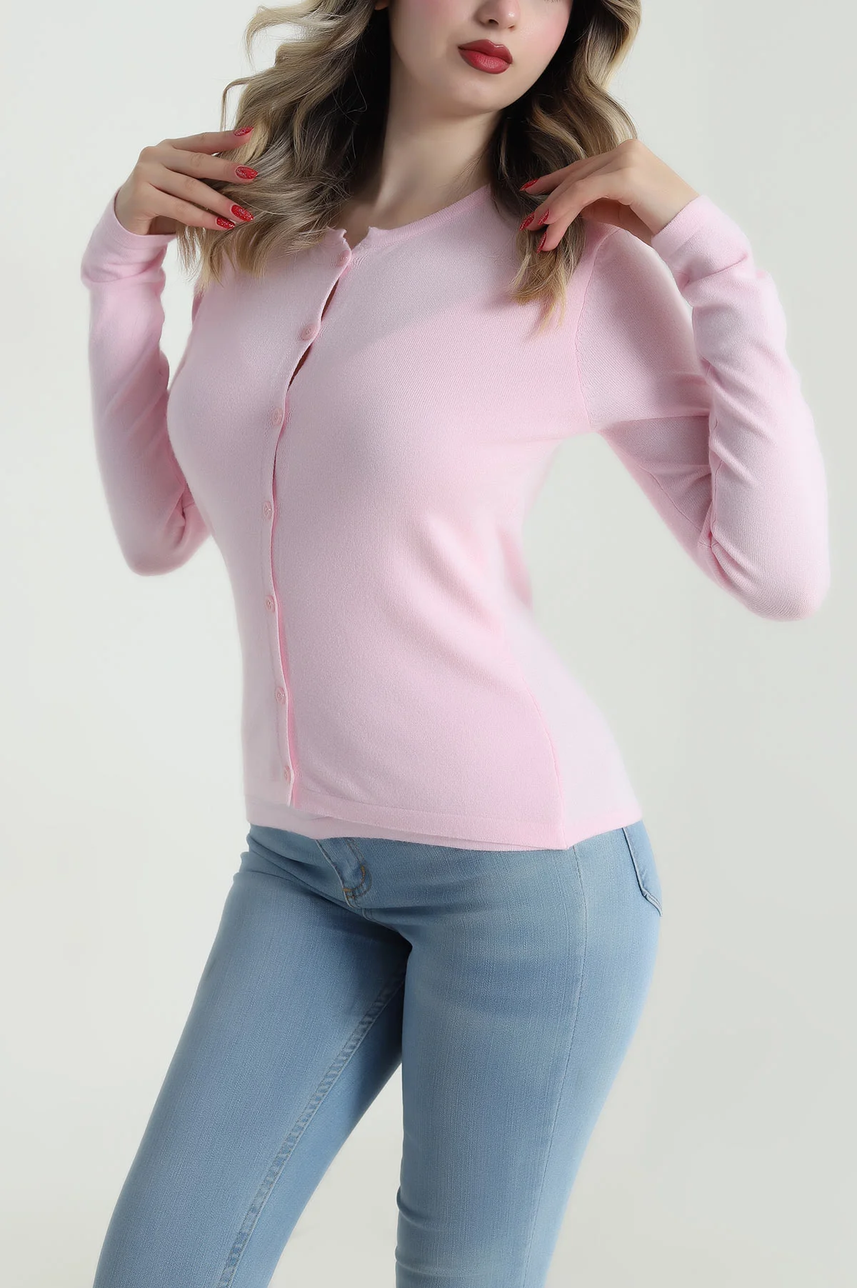 Pembe Cospan Atlet Dantelli Düğmeli Kadın Hırka 485353