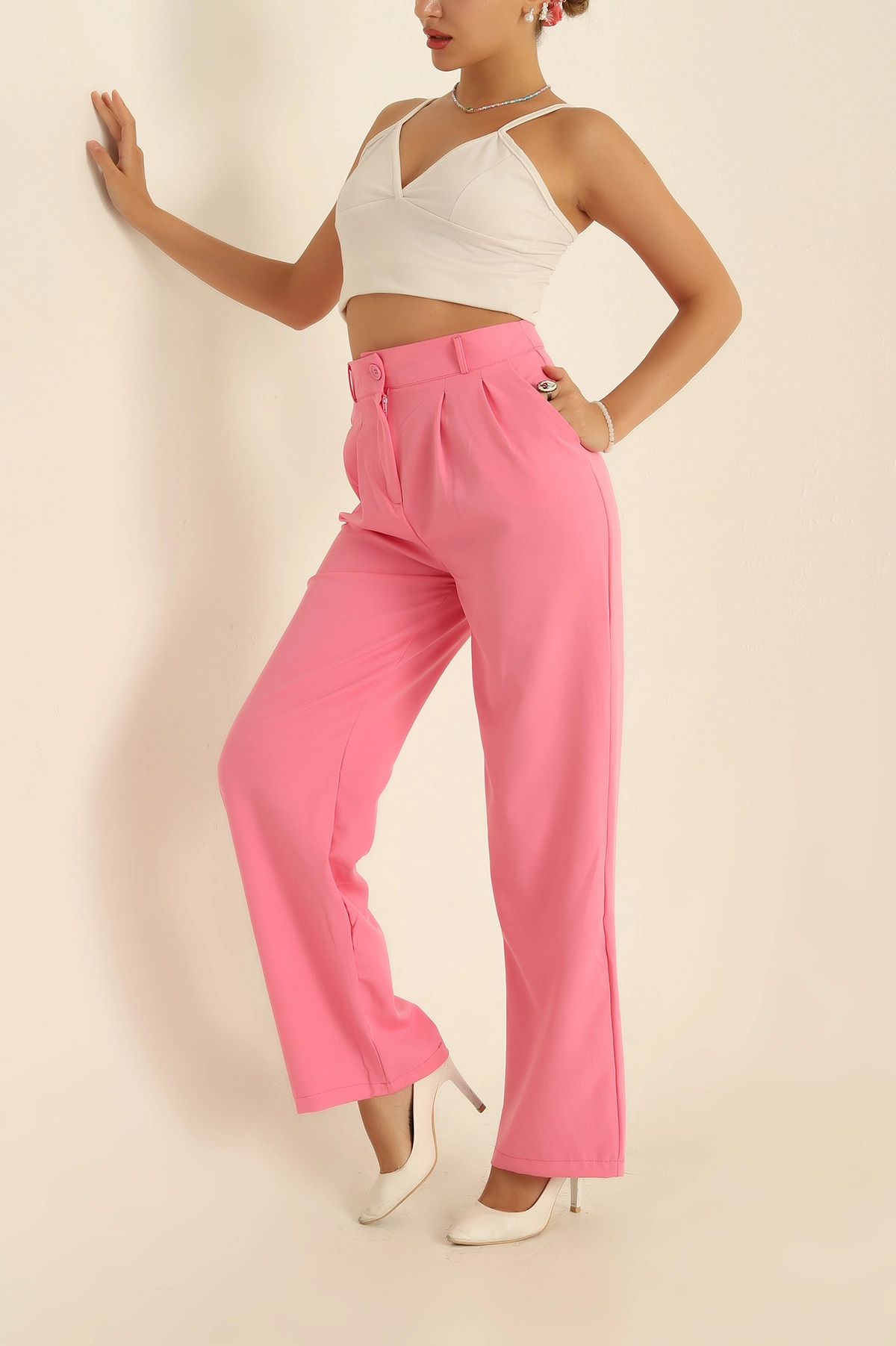 Pembe Dabıl Palazzo Bayan Pantolon 283234
