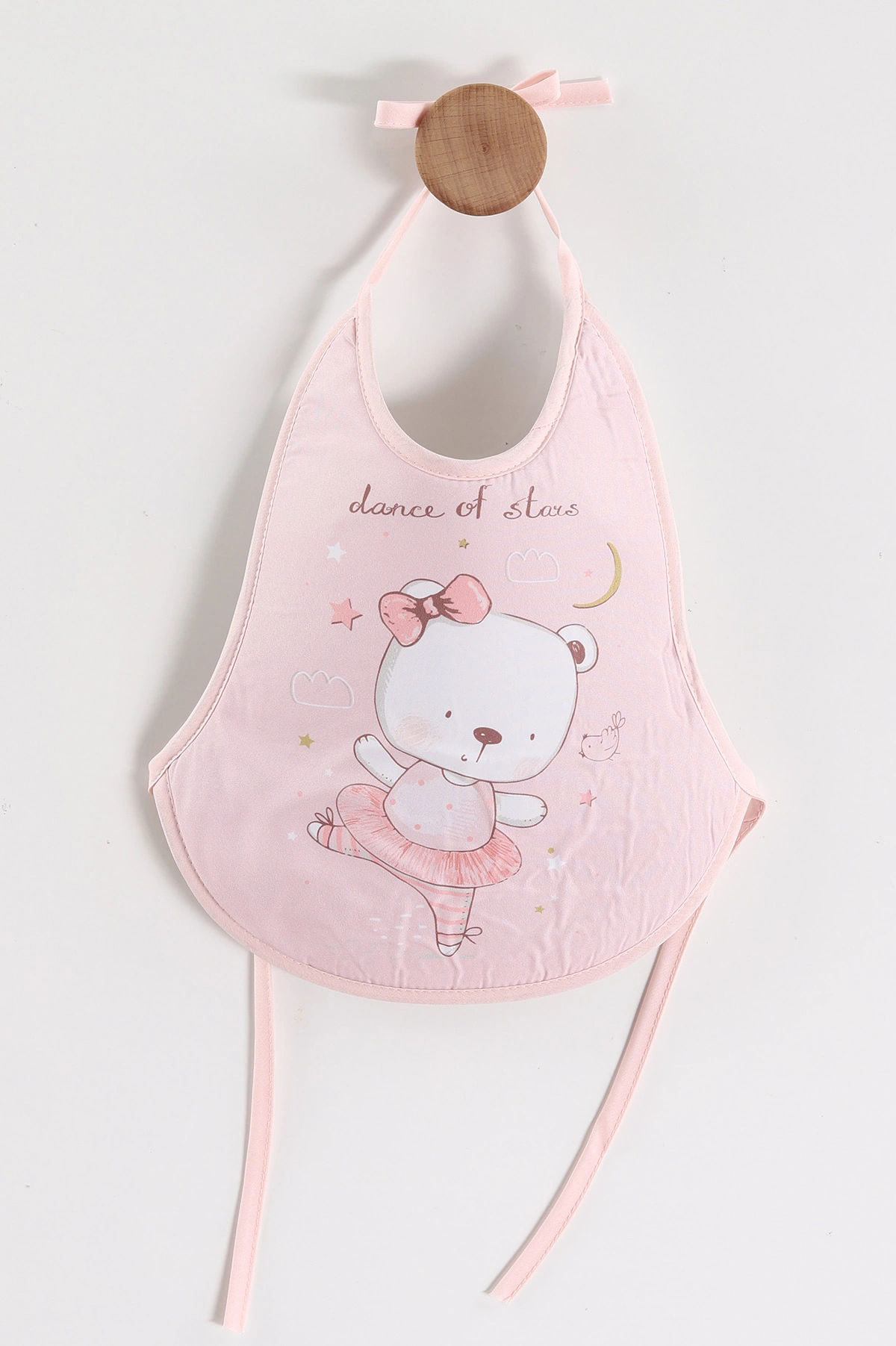 Pembe Dans Eden Ayı Desenli Sıvı Geçirmez  Bebek Mama   Önlüğü 456254