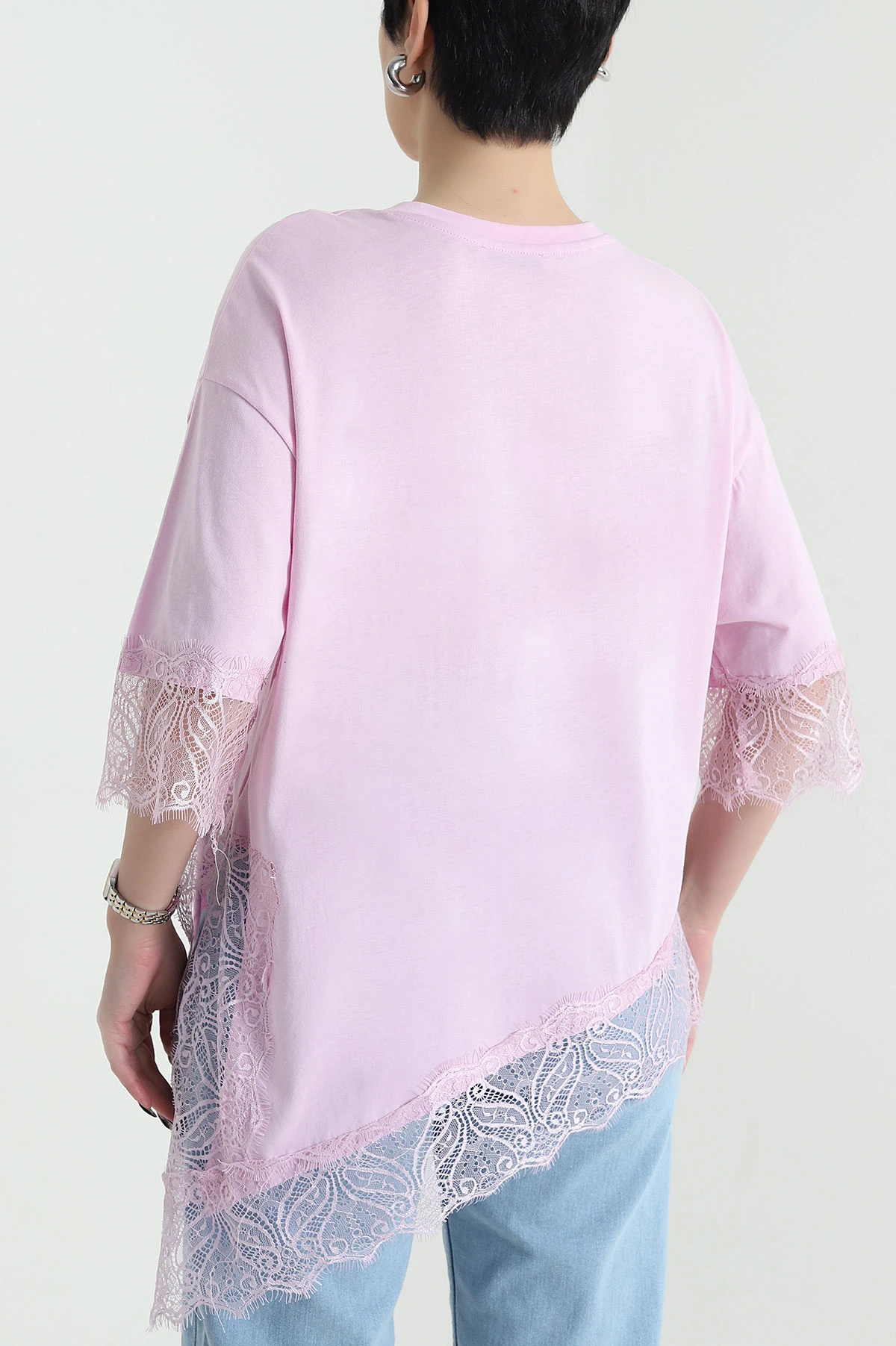 Pembe Dantel Detay Süprem Kadın Bluz 452551