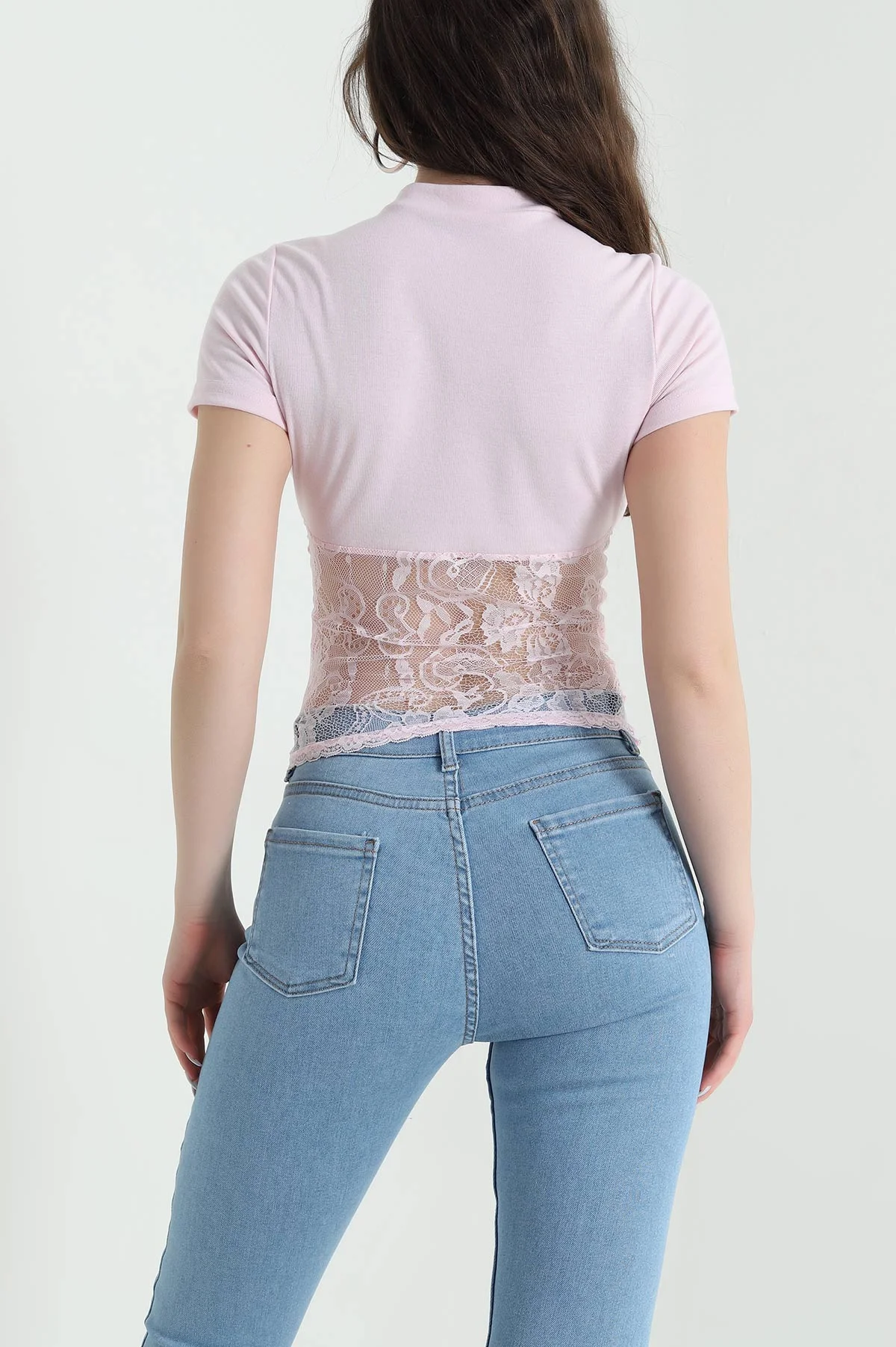 Pembe Dantelli Oysho Kadın Bluz 447552