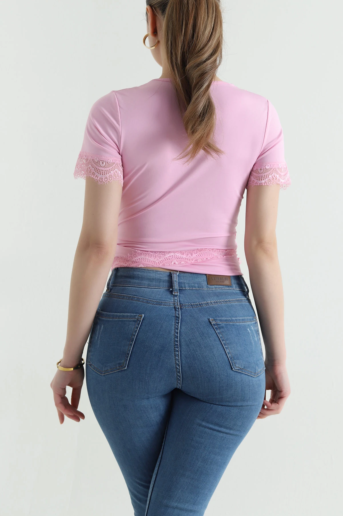 Pembe Dantelli Sandy Kadın Bluz 442276
