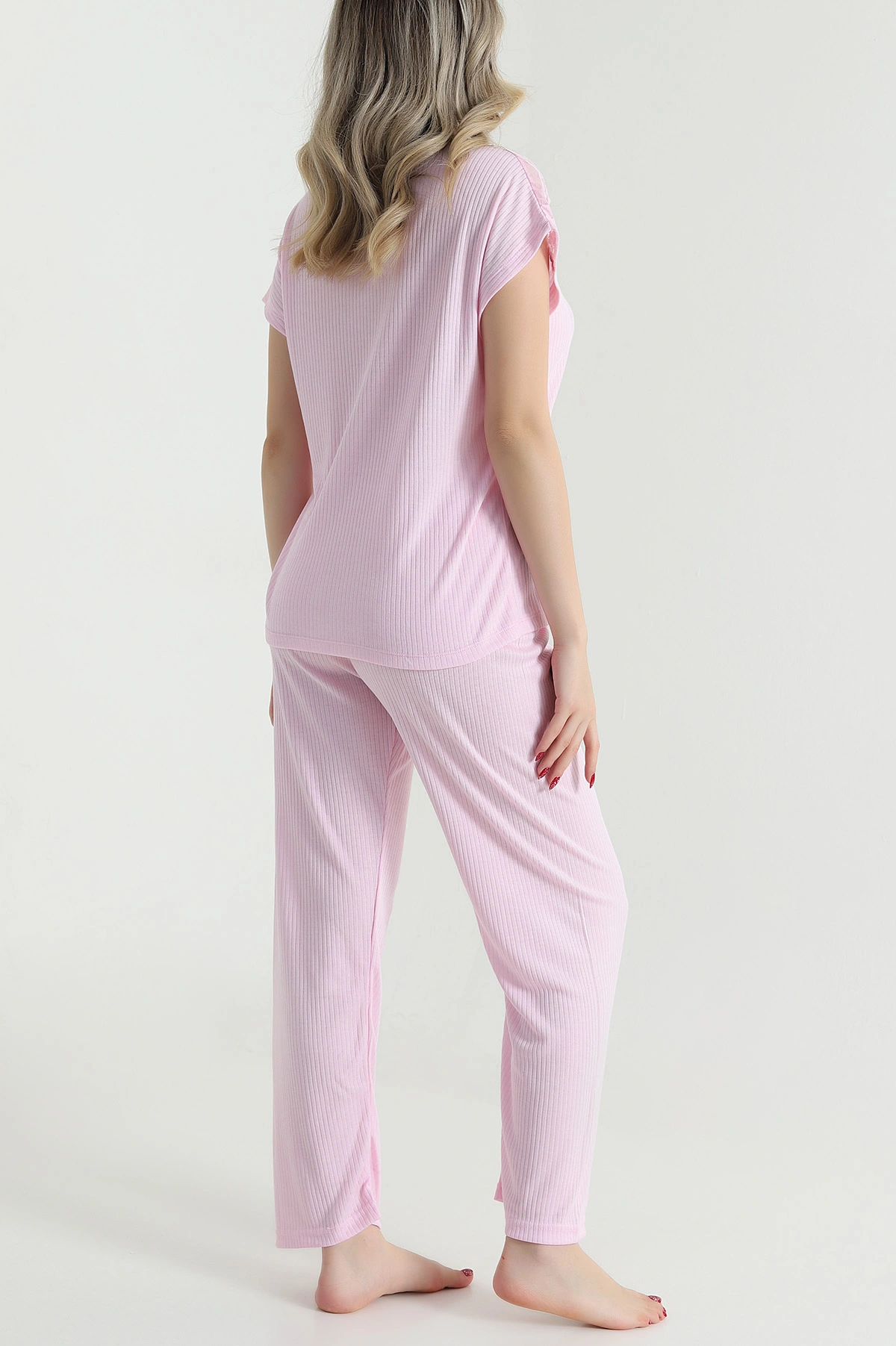 Pembe Dantelli Viskon Kadın İkili Takım 473075