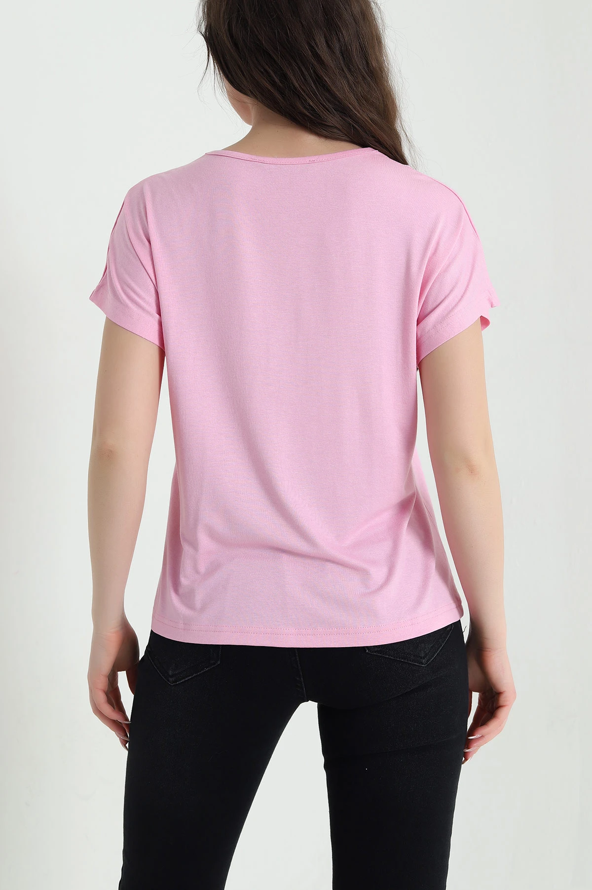Pembe Dantelli Yaka Viskon Kadın Bluz 454390