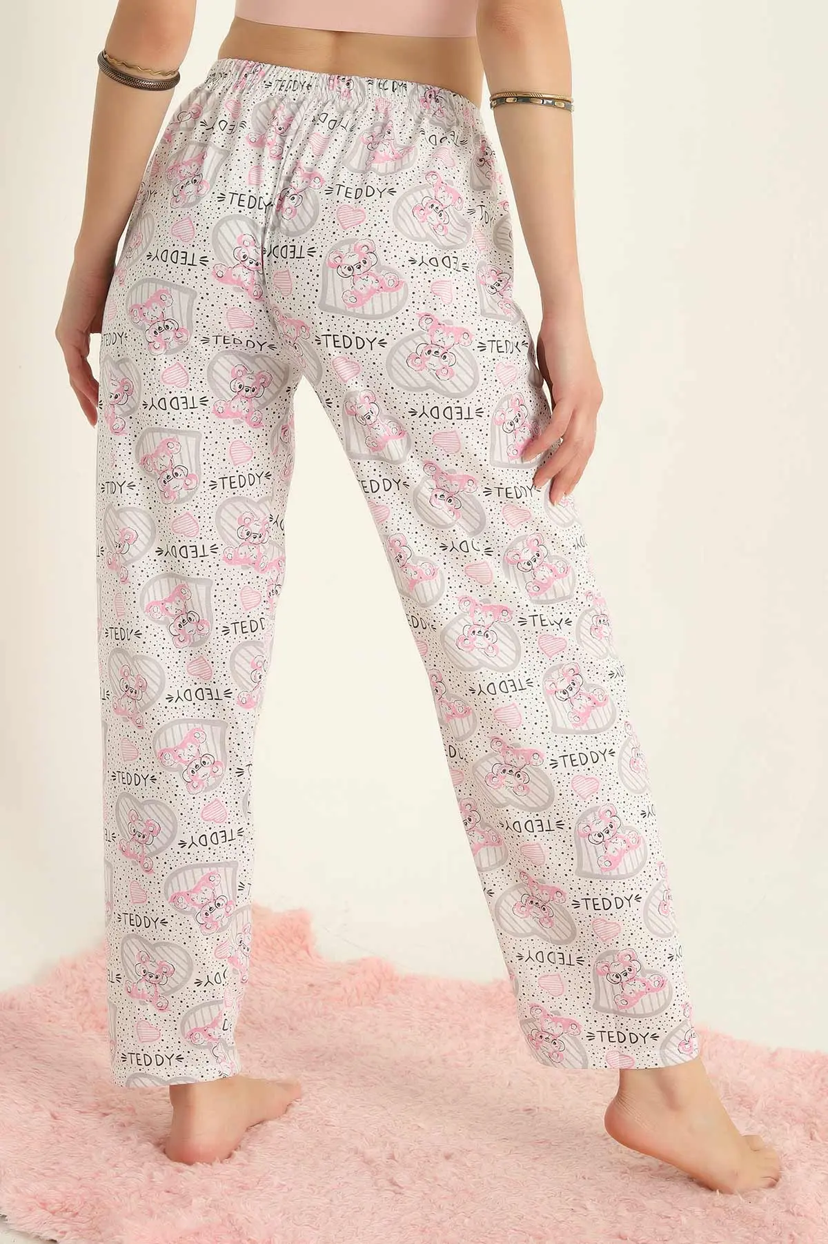 Pembe Desenli Beli Lastikli Pijama Altı 287938