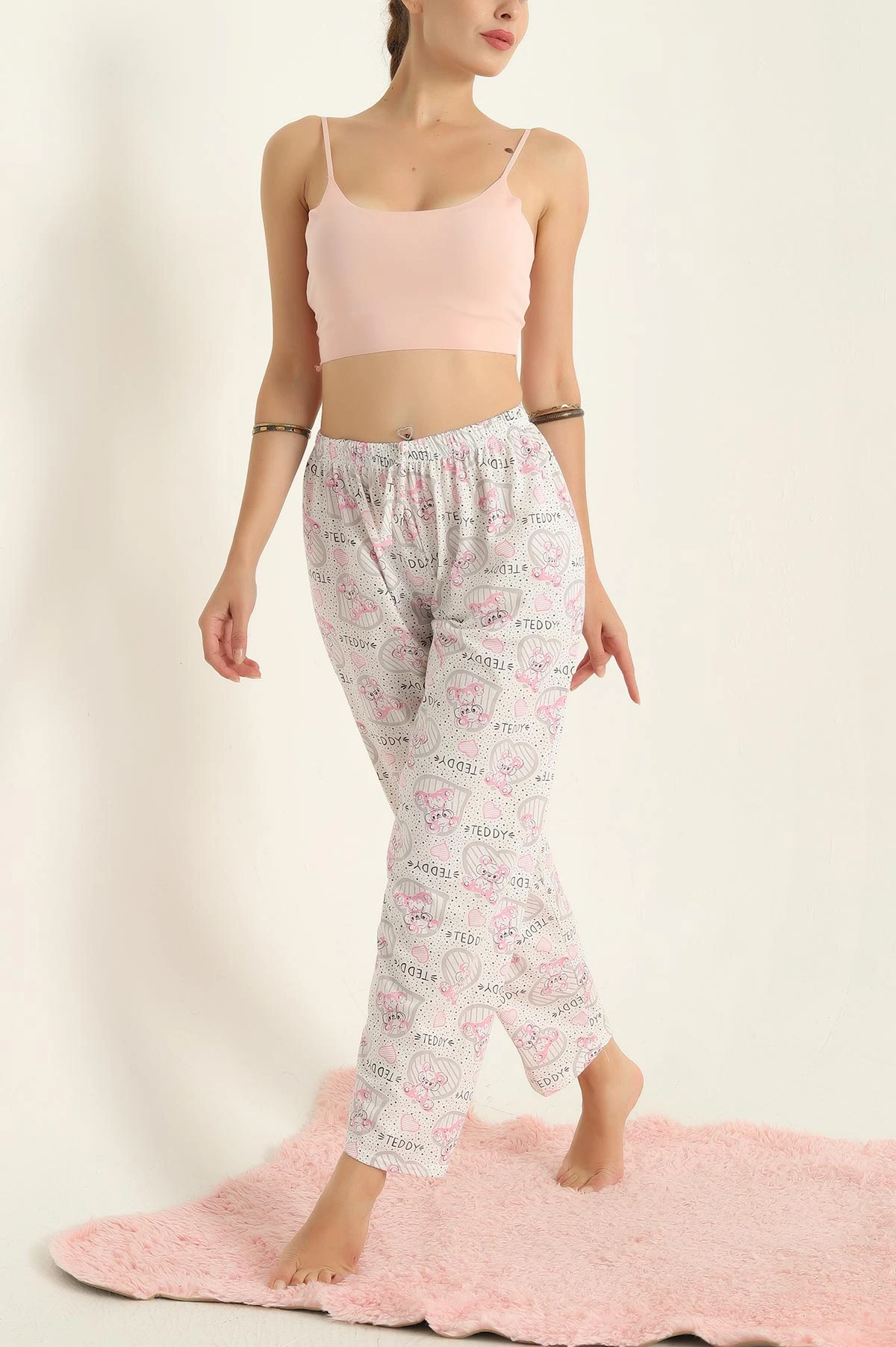 Pembe Desenli Beli Lastikli Pijama Altı 287938