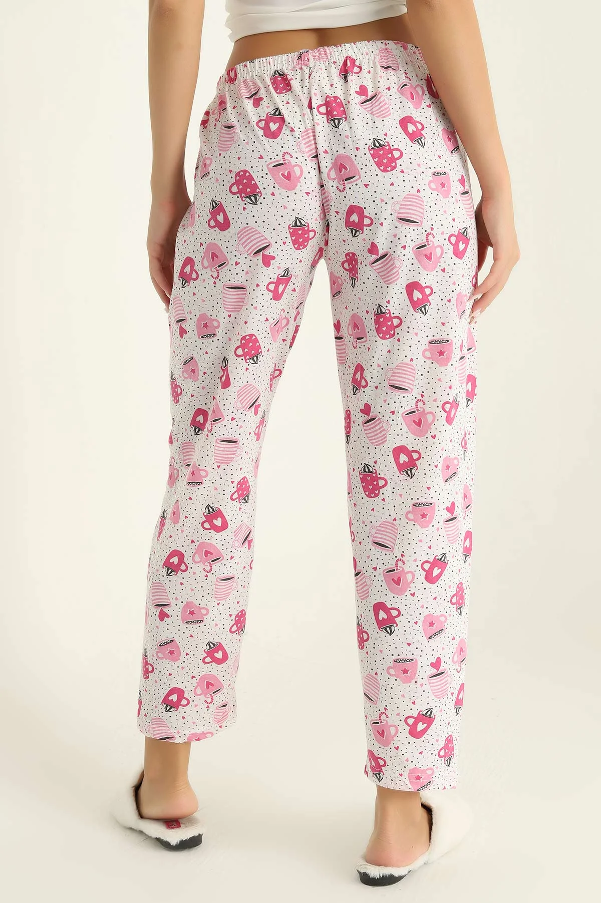 Pembe Desenli Beli Lastikli Pijama Altı 290466