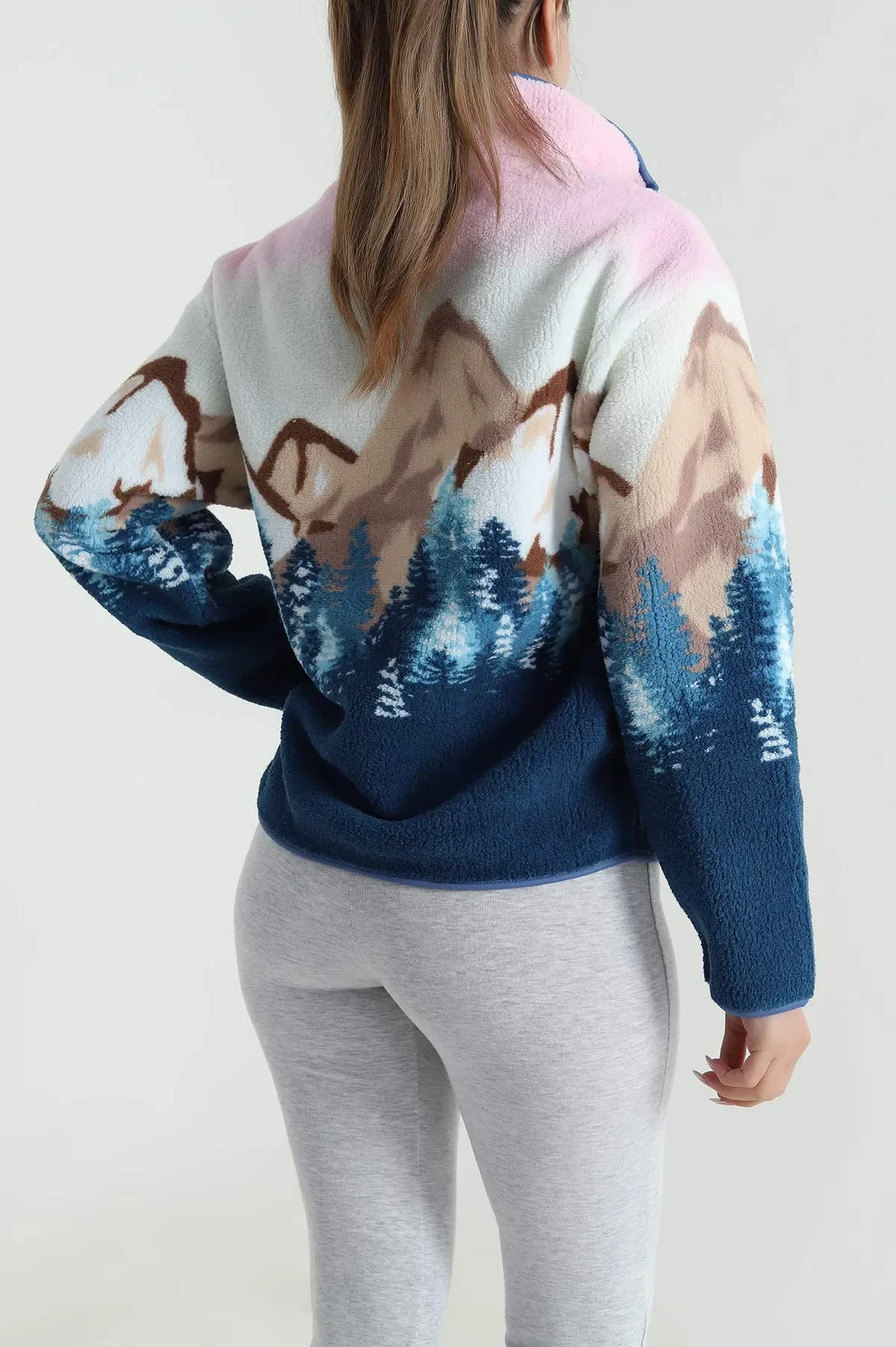 Pembe Desenli Teddy Kadın Sweat 485143
