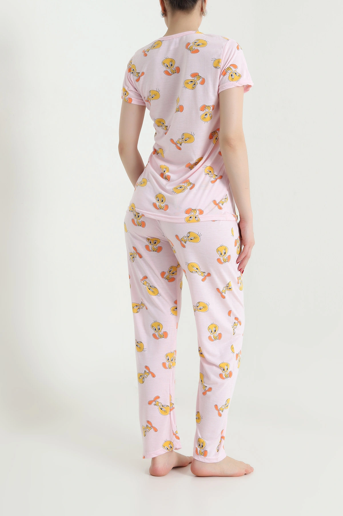 Pembe Desenli Viskon Kadın Pijama Takımı 466620