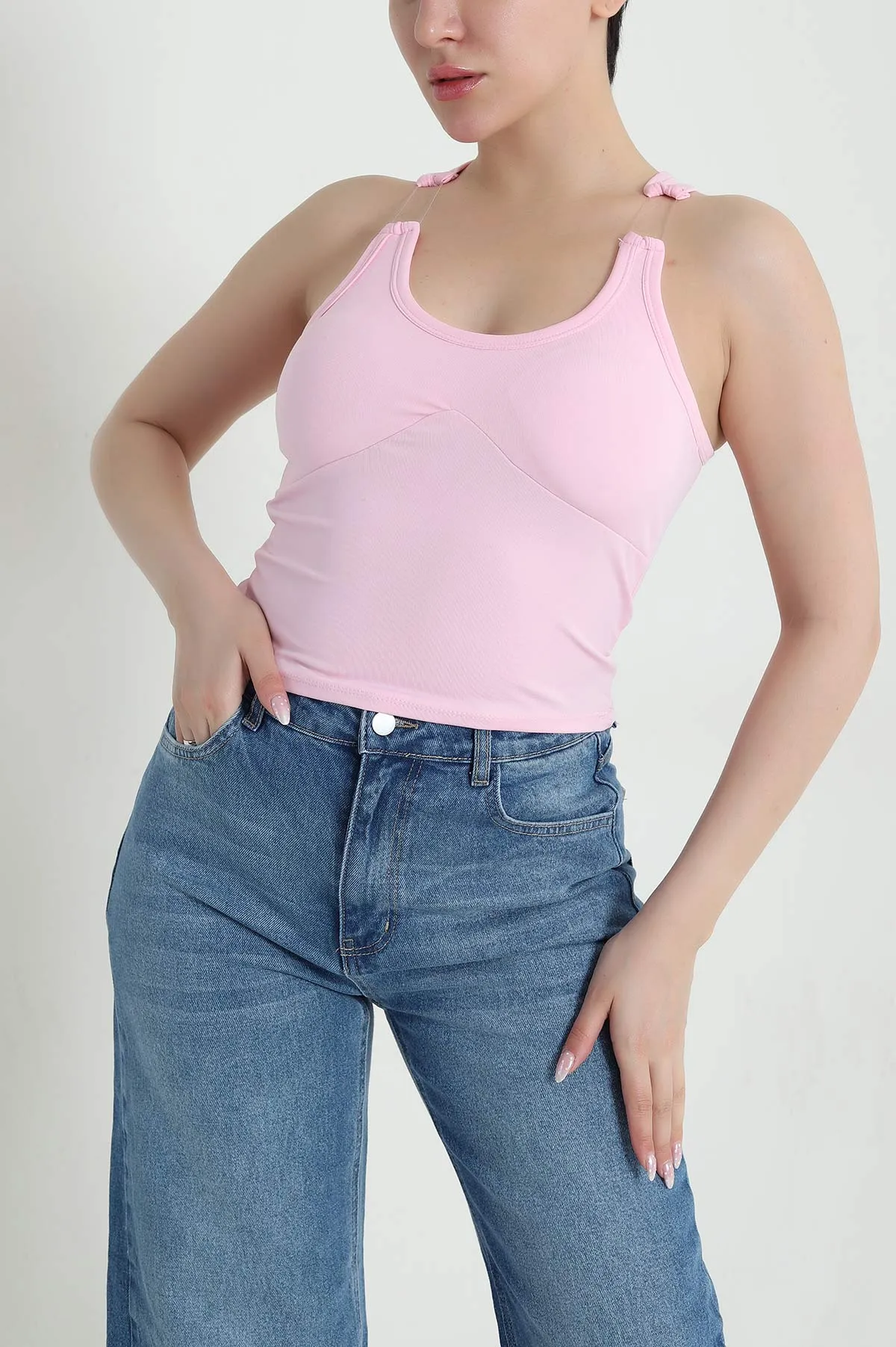 Pembe Destekli Scuba Kadın Bluz 459355