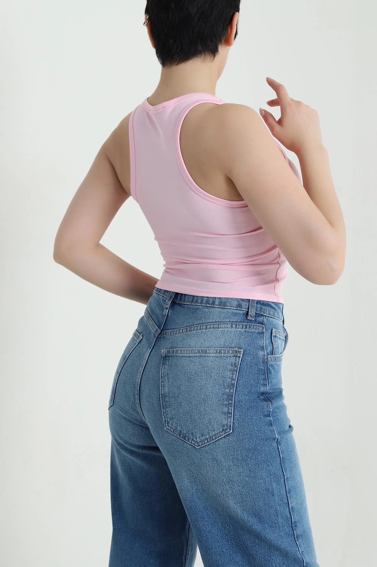 Pembe Destekli Scuba Kadın Bluz 459355