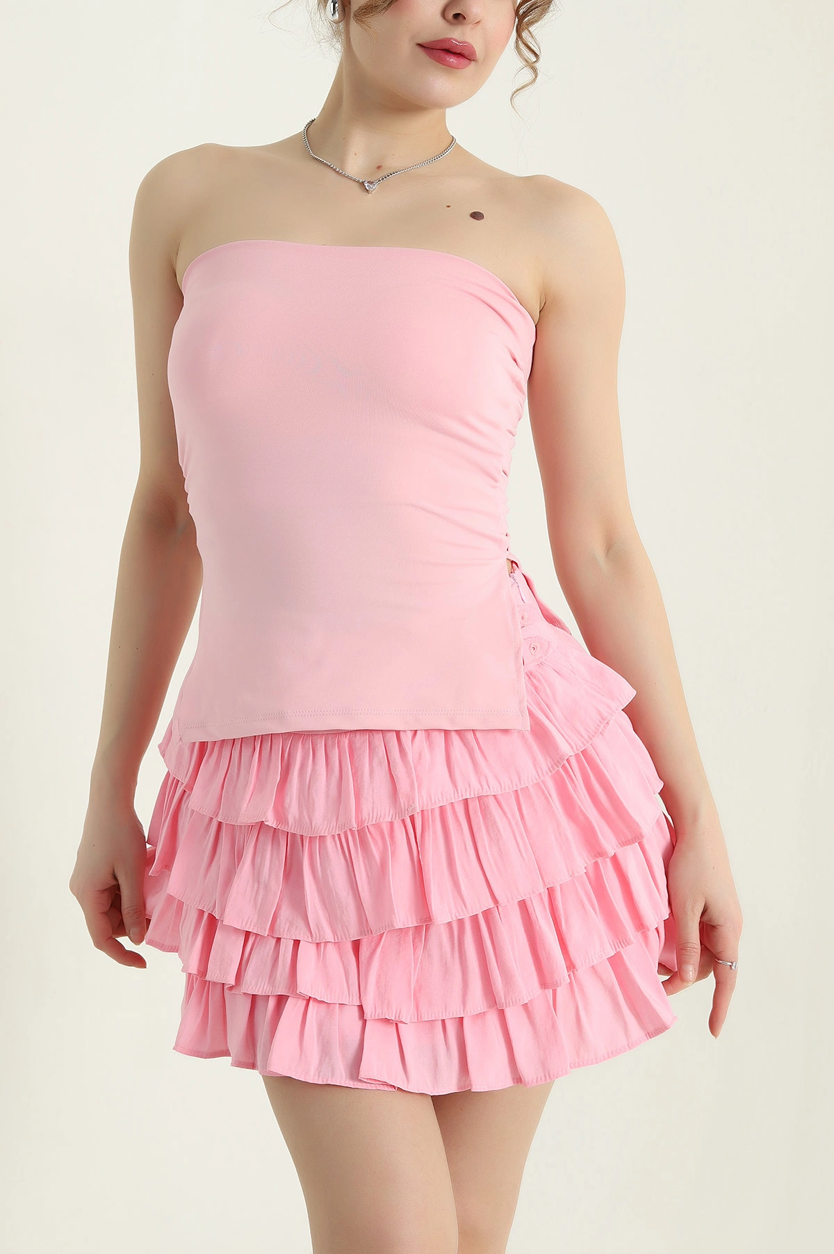 Pembe Destekli Scuba Kadın Üst 434672