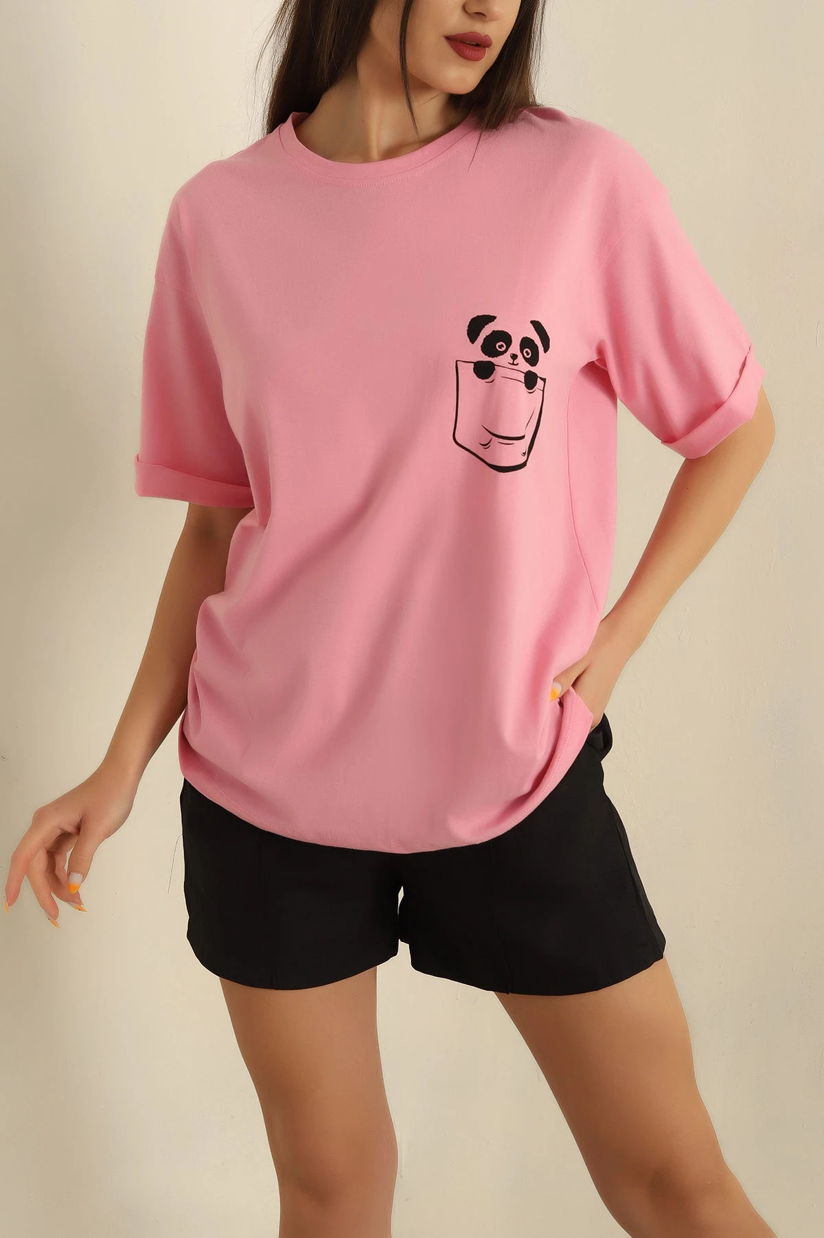 Pembe Duble Kol Süprem Bayan Tişört 266346