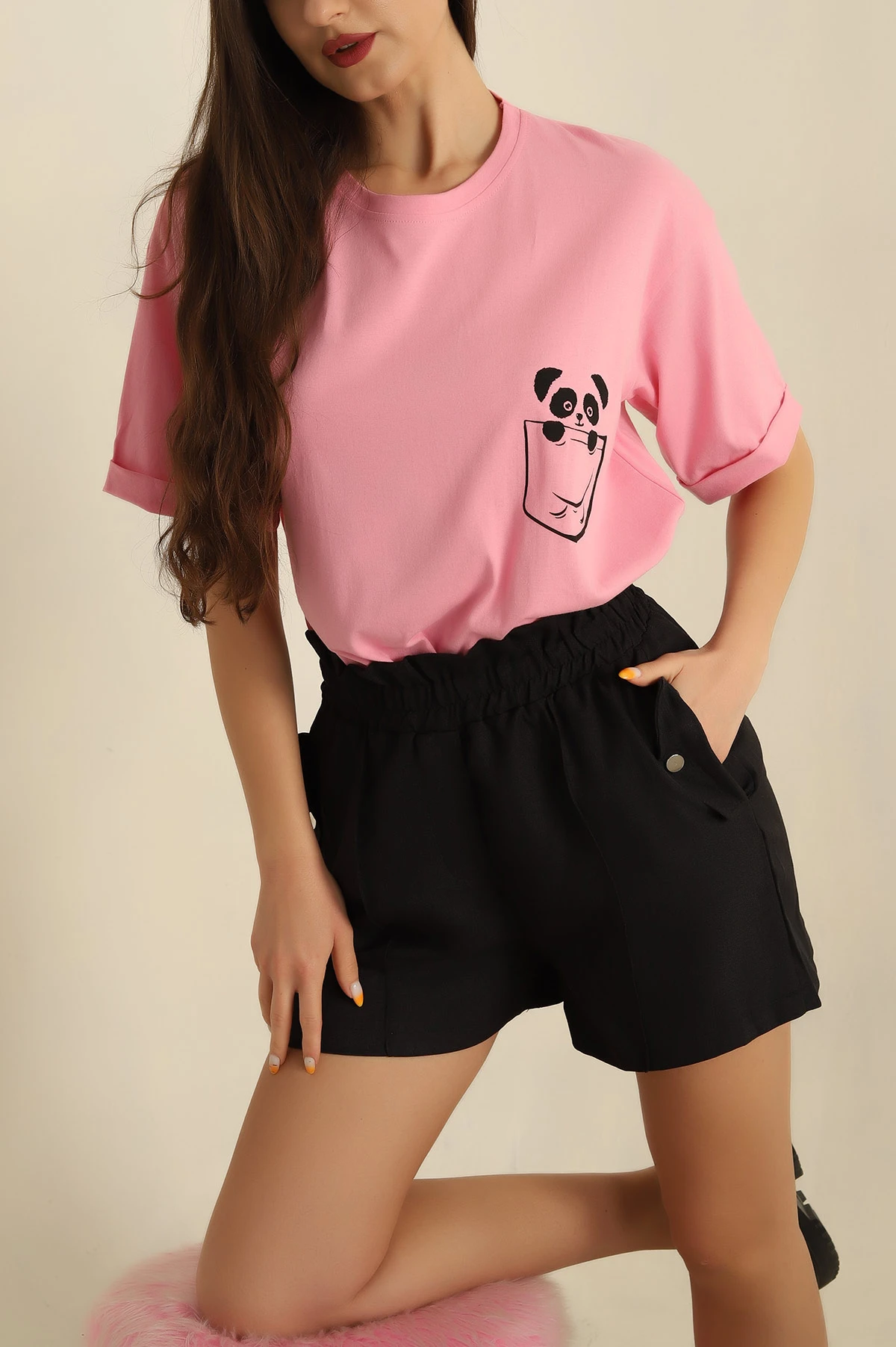 Pembe Duble Kol Süprem Bayan Tişört 266346