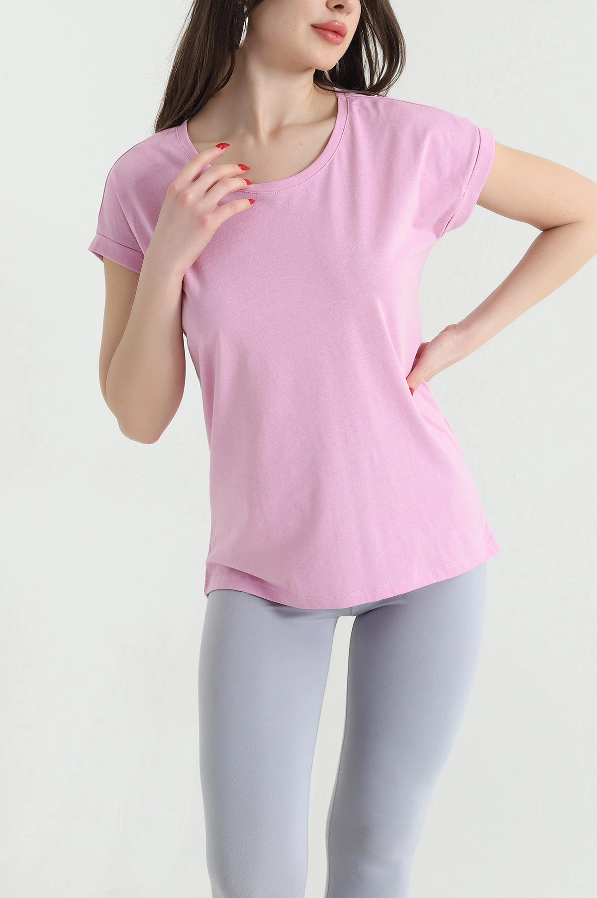 Pembe Duble Kol Süprem Kadın Tişört 438591