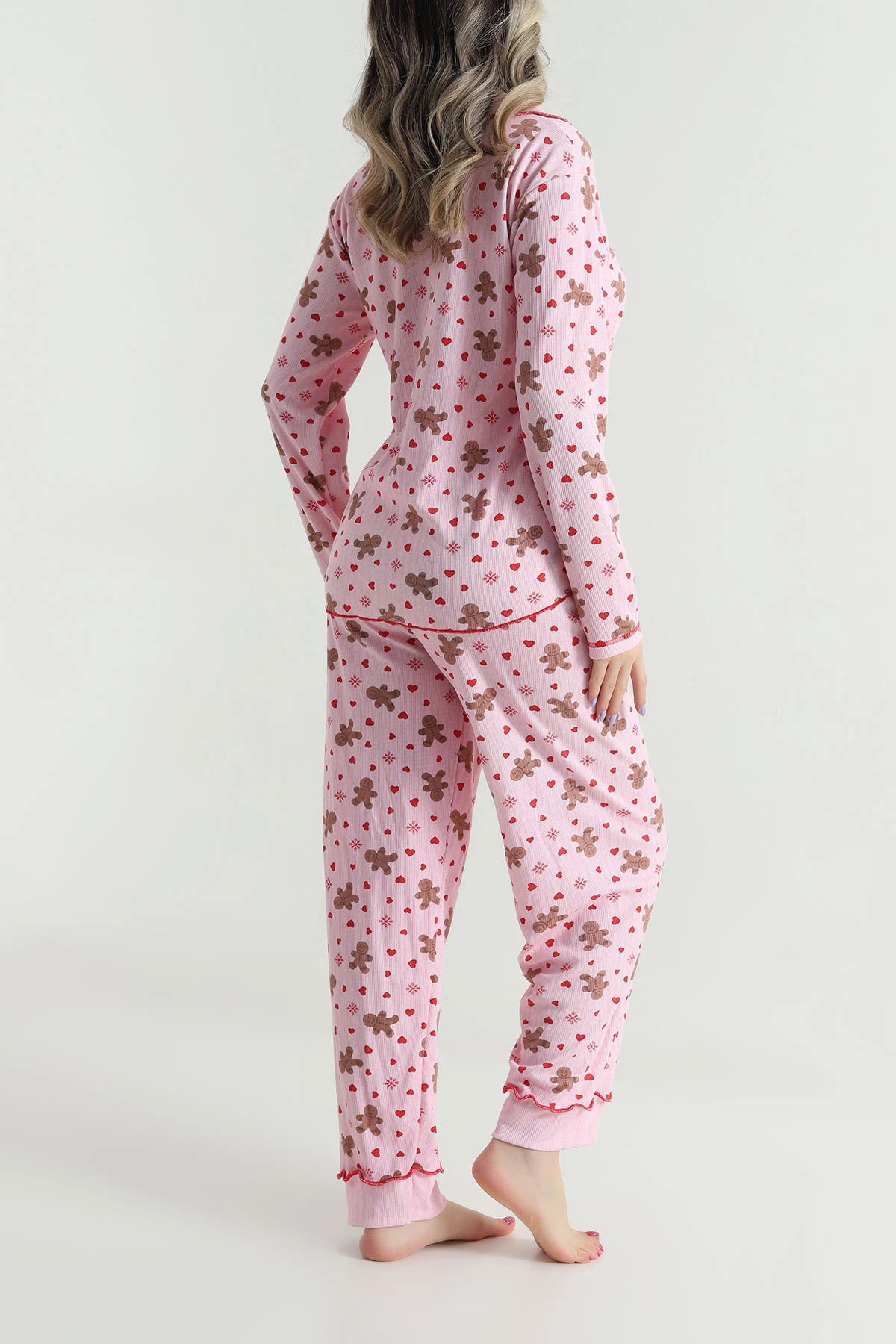 Pembe Düğmeli Berlin Kadın Pijama Takımı 494680
