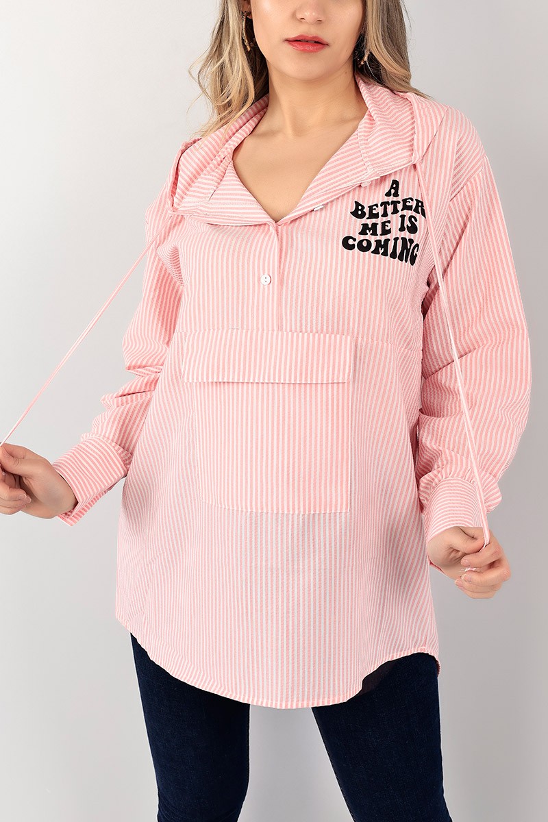 Pembe Düğmeli Gofre Kumaş Tunik 101606