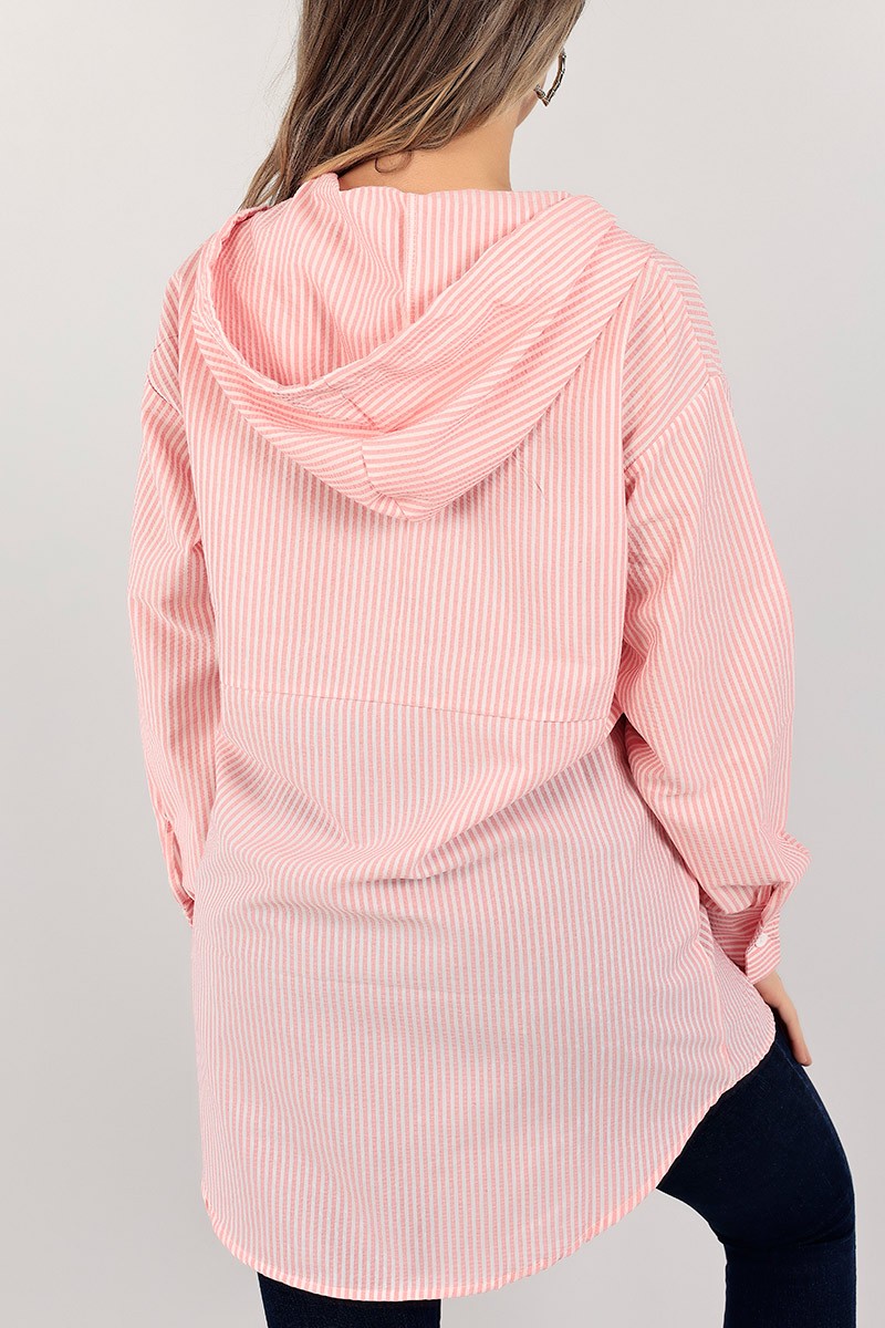 Pembe Düğmeli Gofre Kumaş Tunik 101606