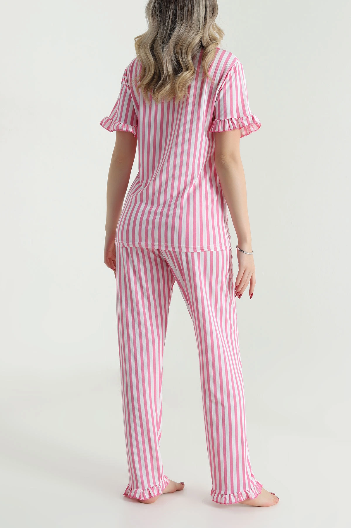 Pembe Düğmeli Sedef Kadın Pijama Takımı 479538