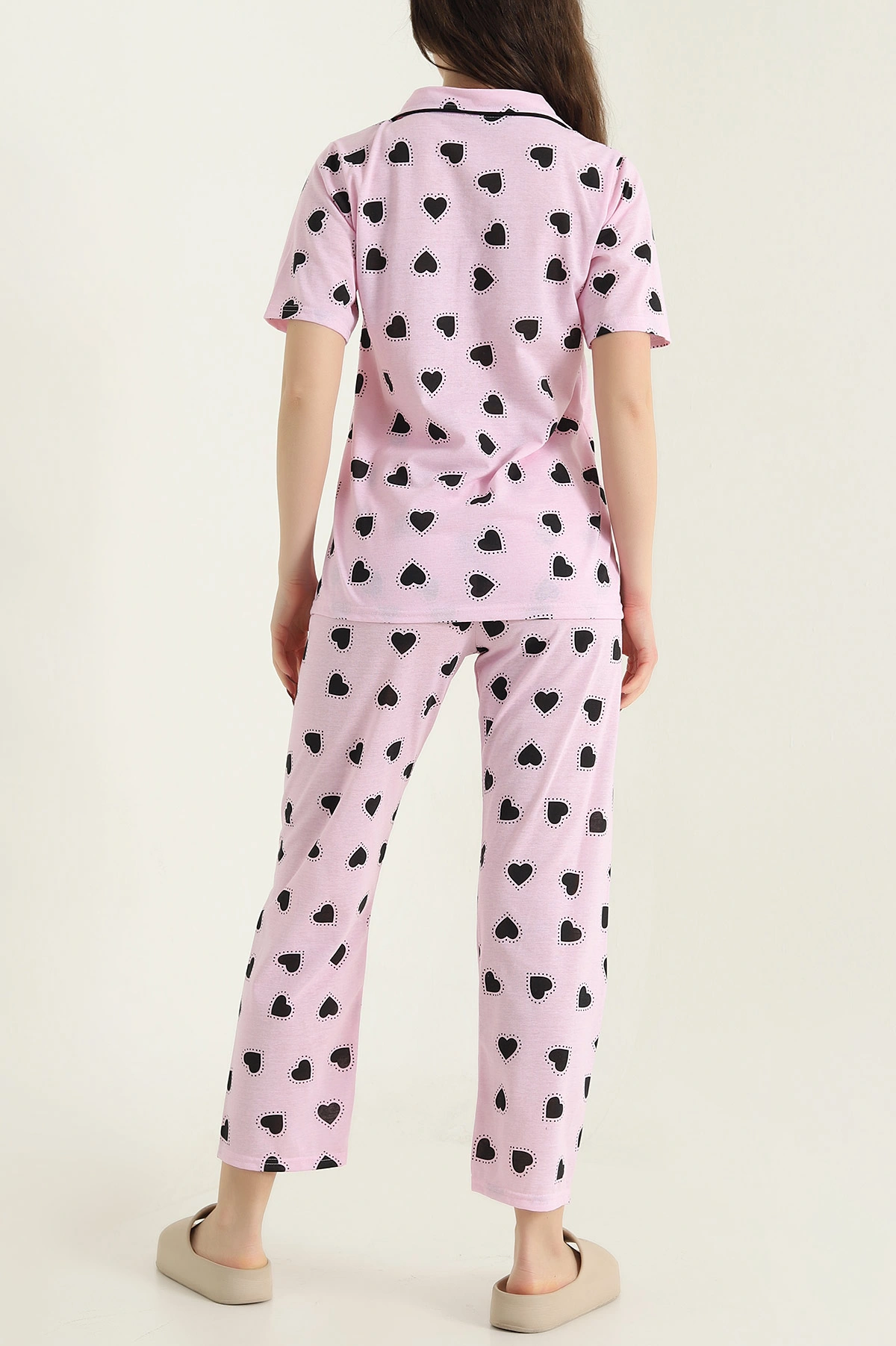 Pembe Düğmeli Süprem Kadın Pijama Takımı 437001