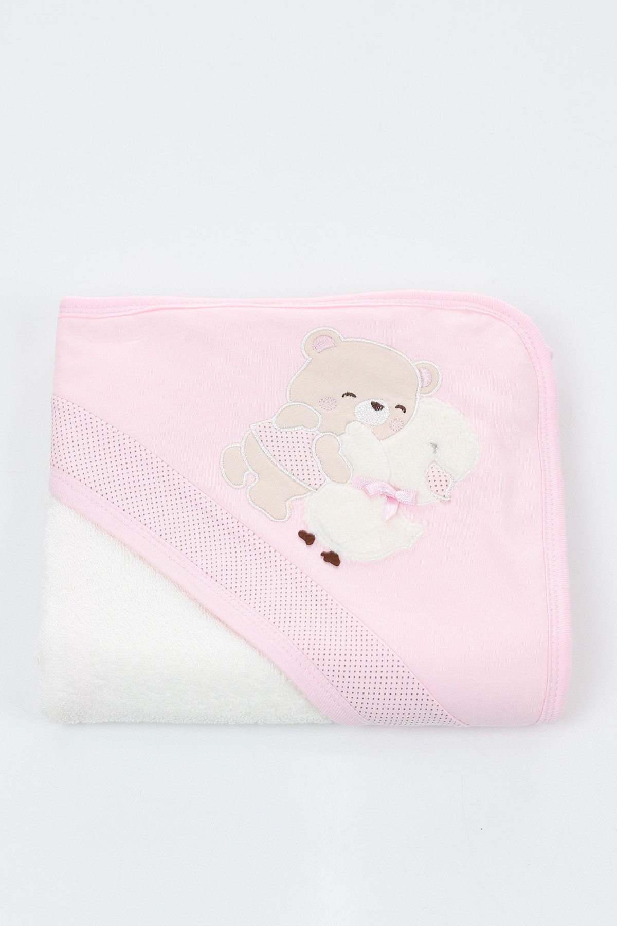 Pembe (En:77cm-Boy:79cm) Ayı Ördek Nakışlı Havlu 141848