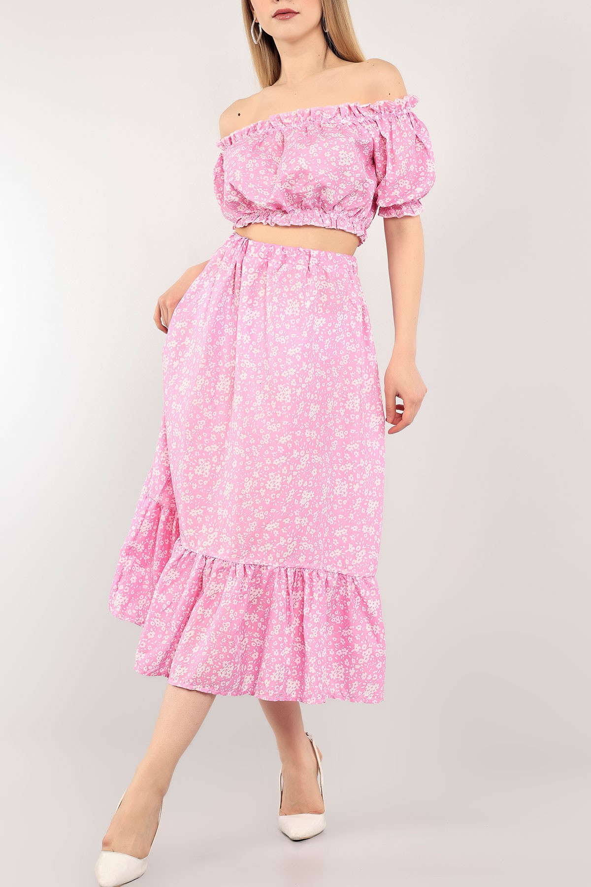 Pembe Etek Bluz Dokuma İkili Takım 110334