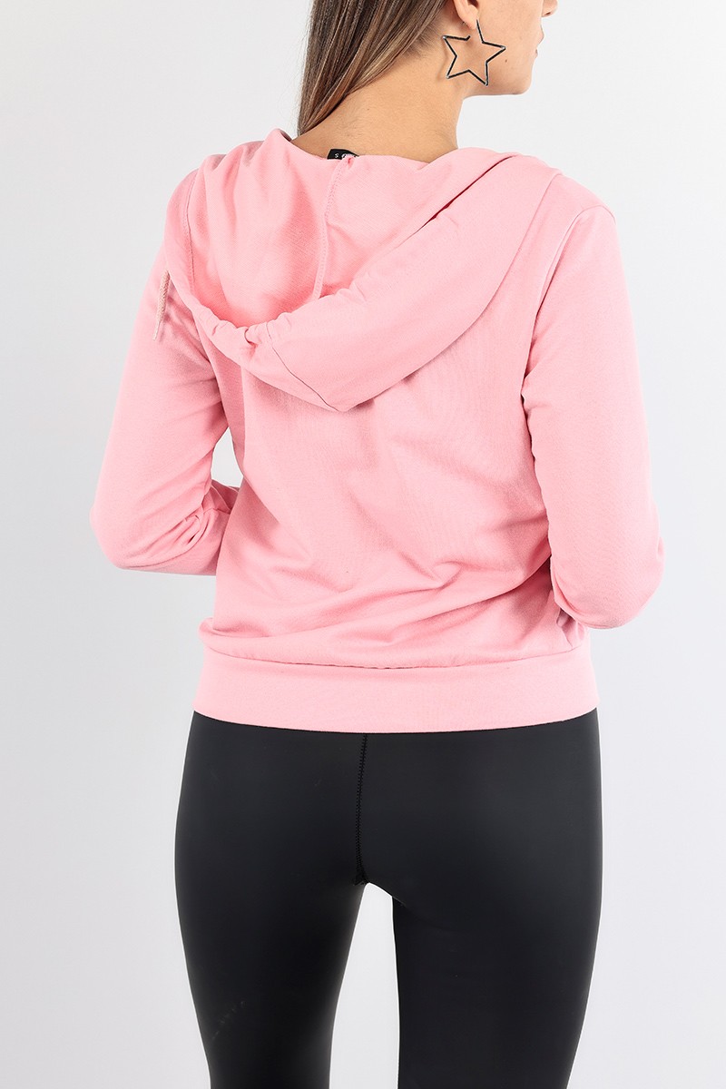 Pembe Fermuarlı Bayan Sweat 91405