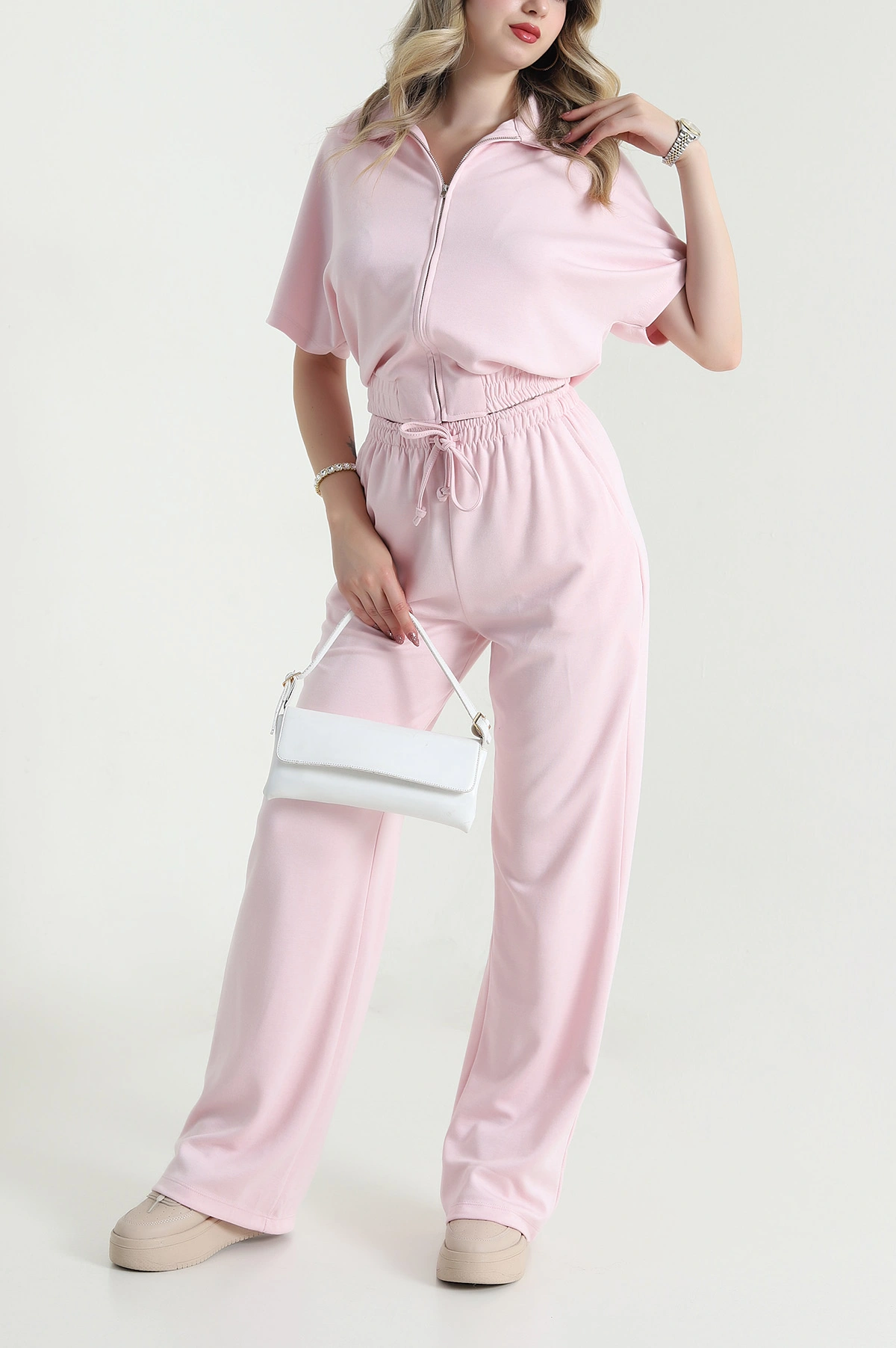Pembe Fermuarlı Modal Kadın İkili Takım 478483