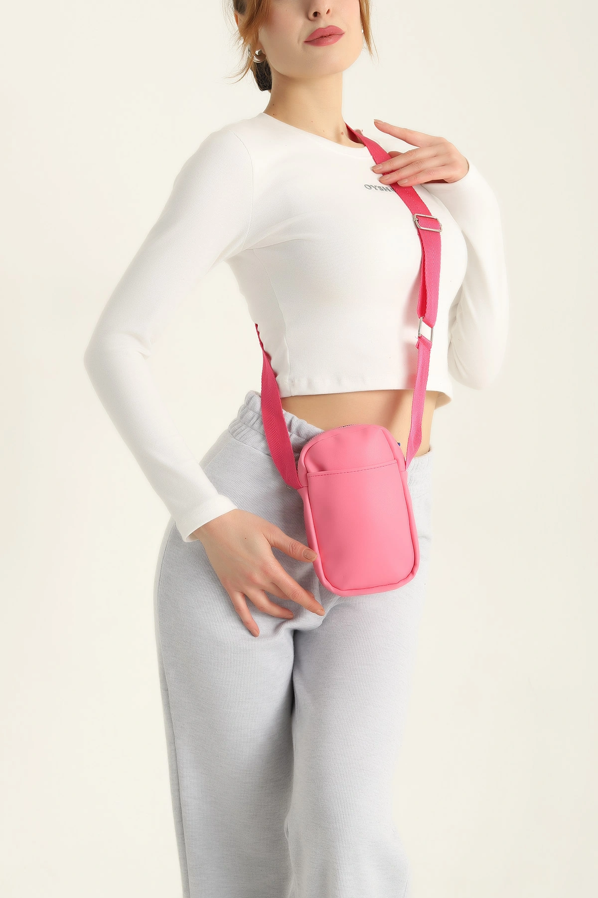 Pembe Fermuarlı Omuz Çantası 326252