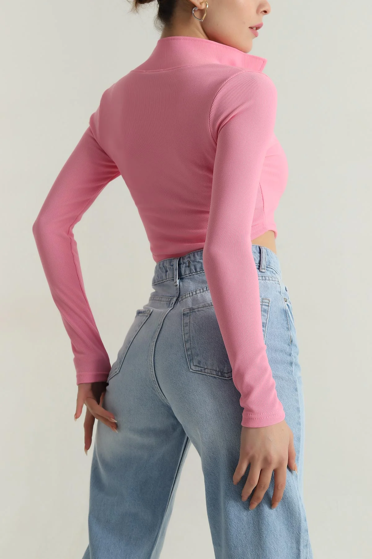 Pembe Fermuarlı Ottoman Kadın Bluz 406098