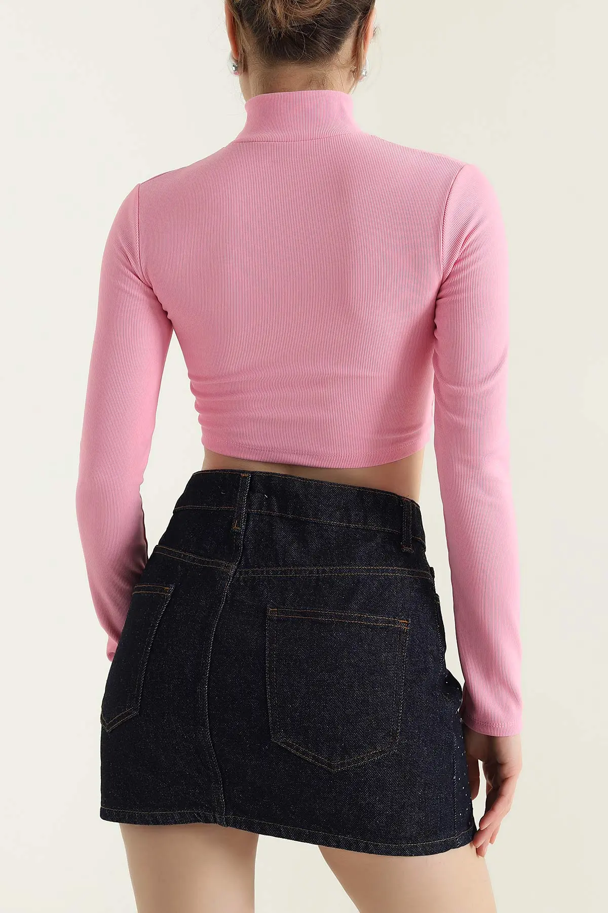 Pembe Fermuarlı Ottoman Kadın Bluz 439566